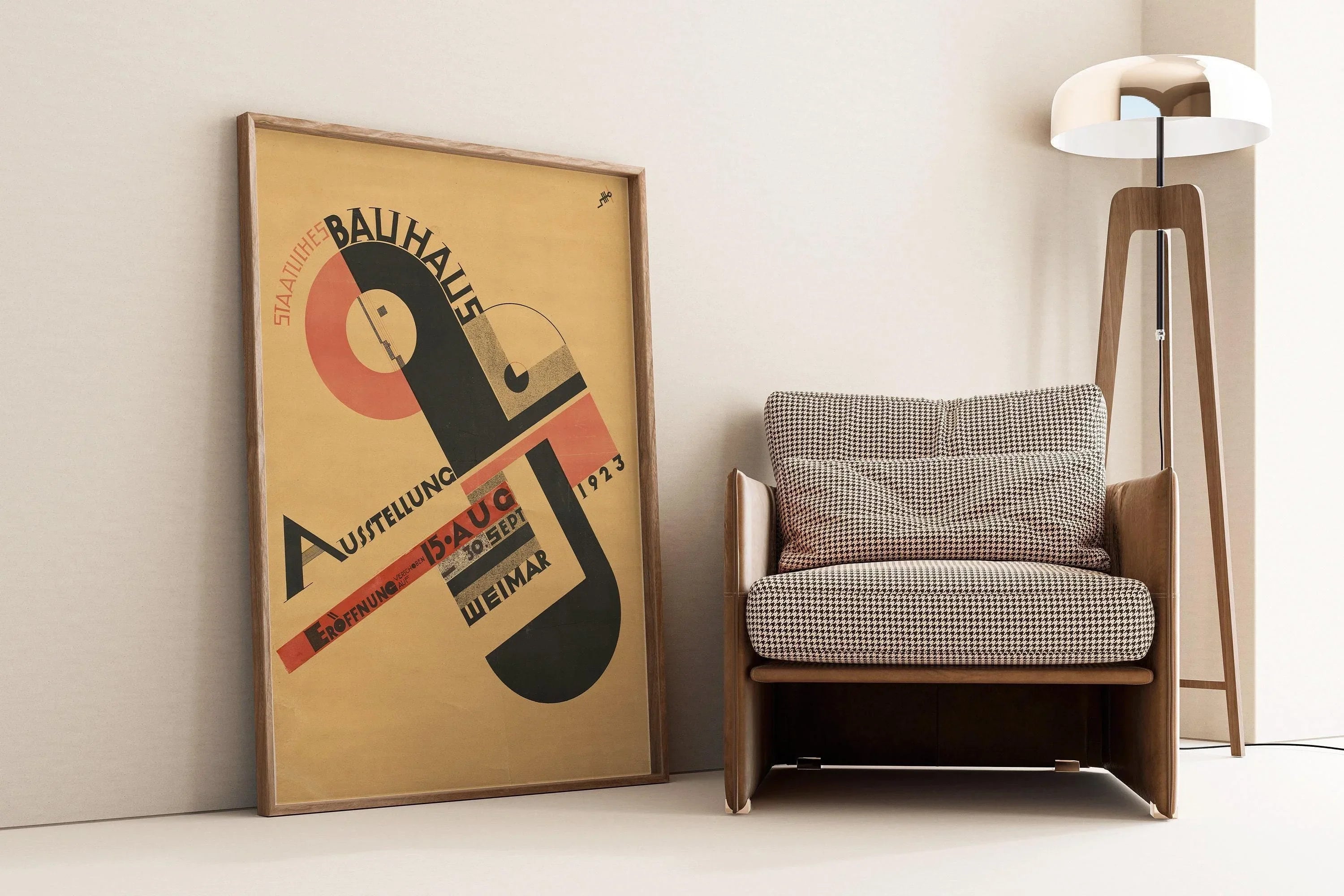 Joost Schmidt - Bauhaus Vintage Poster, Beige Black PRINT | Mid - Century Modern Art Print