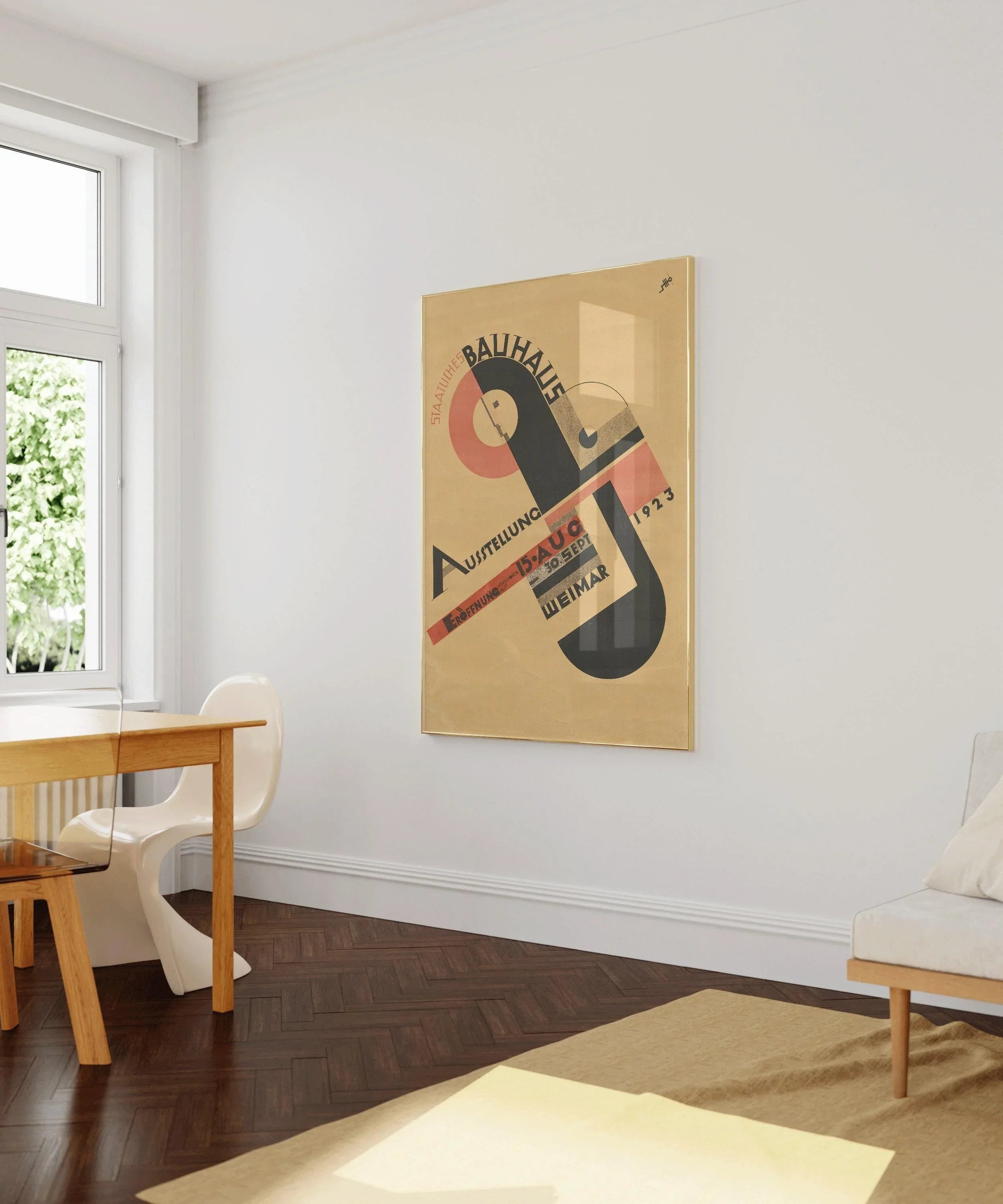 Joost Schmidt - Bauhaus Vintage Poster, Beige Black PRINT | Mid - Century Modern Art Print