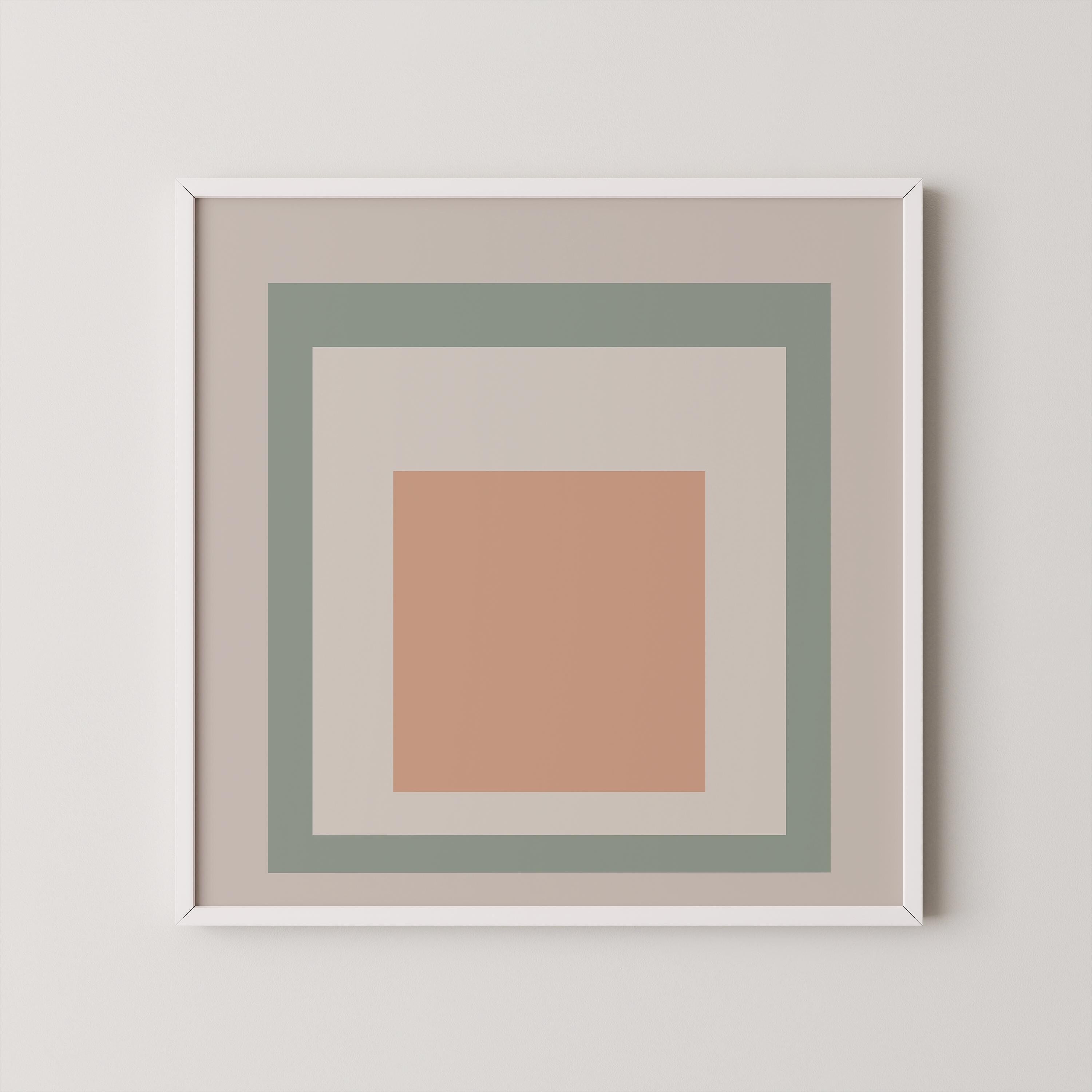 Josef Albers Inspired 'Grass Jelly' Giclée Print: Mid - Century Modern Homage to the Square (1x1) - 9ArtPrints