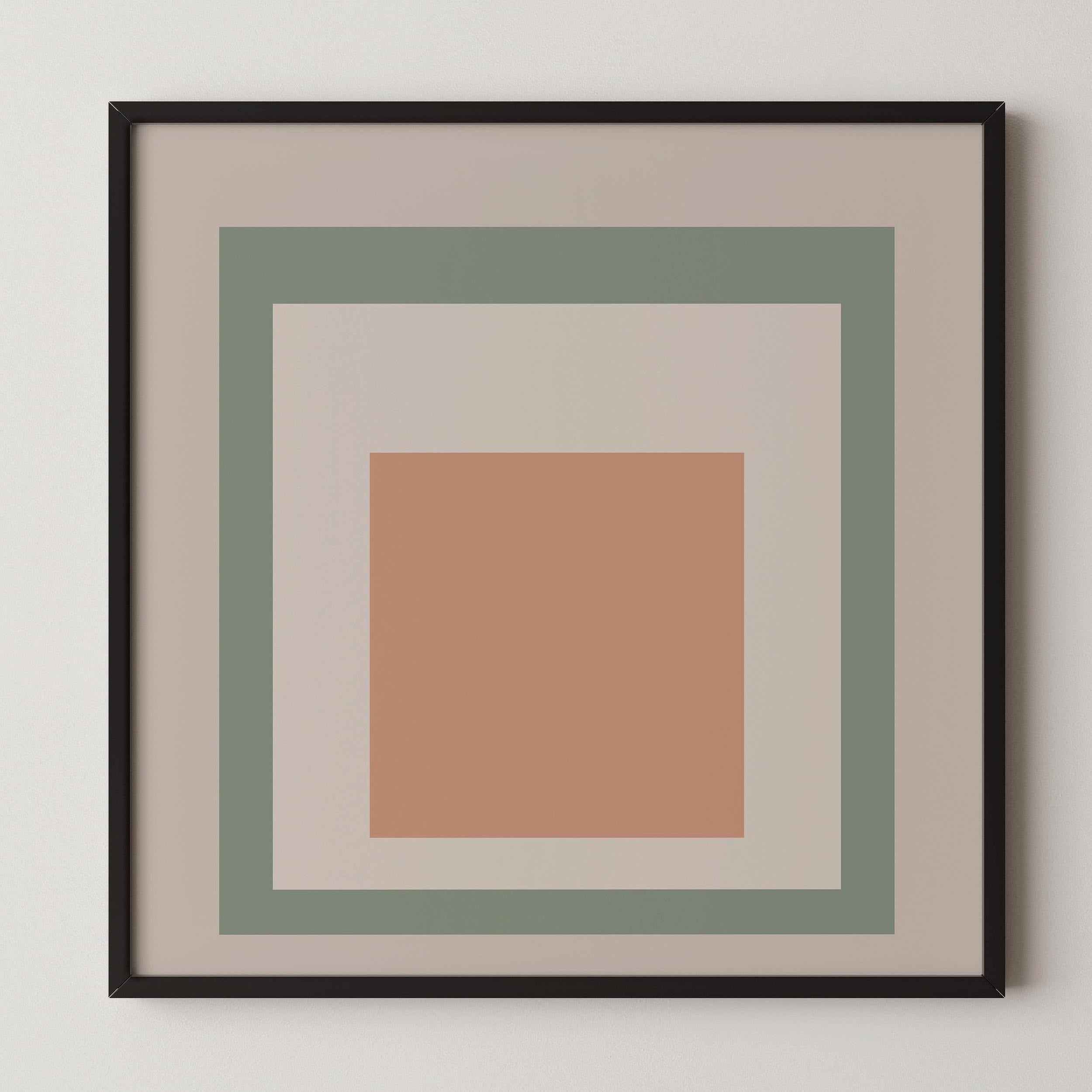 Josef Albers Inspired 'Grass Jelly' Giclée Print: Mid - Century Modern Homage to the Square (1x1) - 9ArtPrints