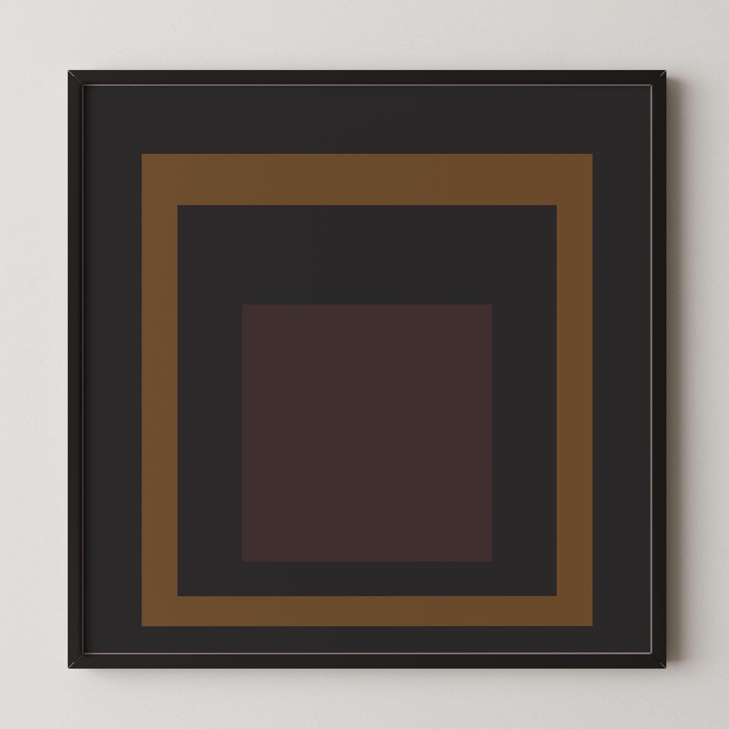 Josef Albers Inspired 'Gravity' Giclée Print: Mid - Century Modern Art, Beige Black Brown (1x1) - 9ArtPrints