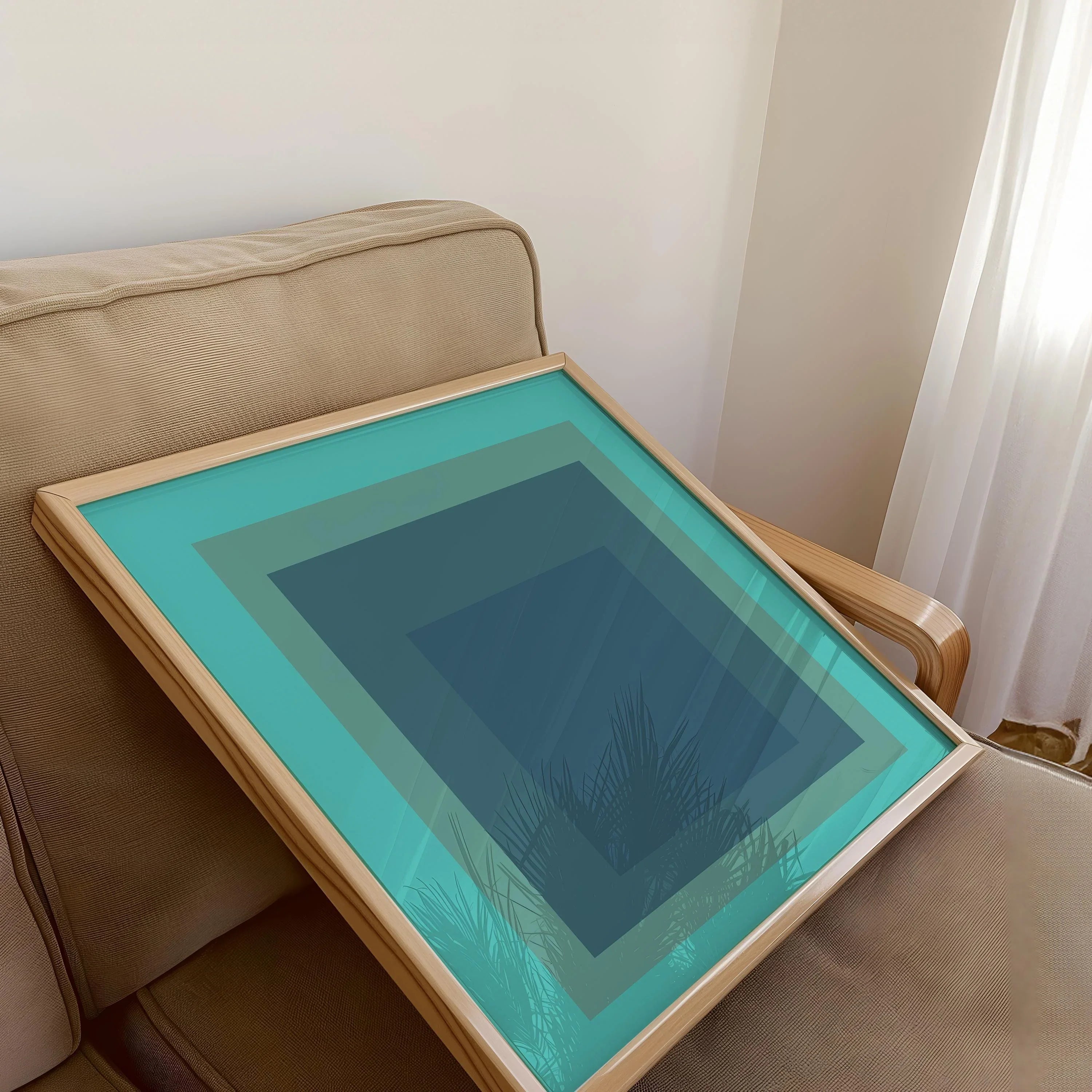 Josef Albers Inspired 'Meadow' Giclee Print: Mid - Century Modern Art, Mint Green - 9ArtPrints