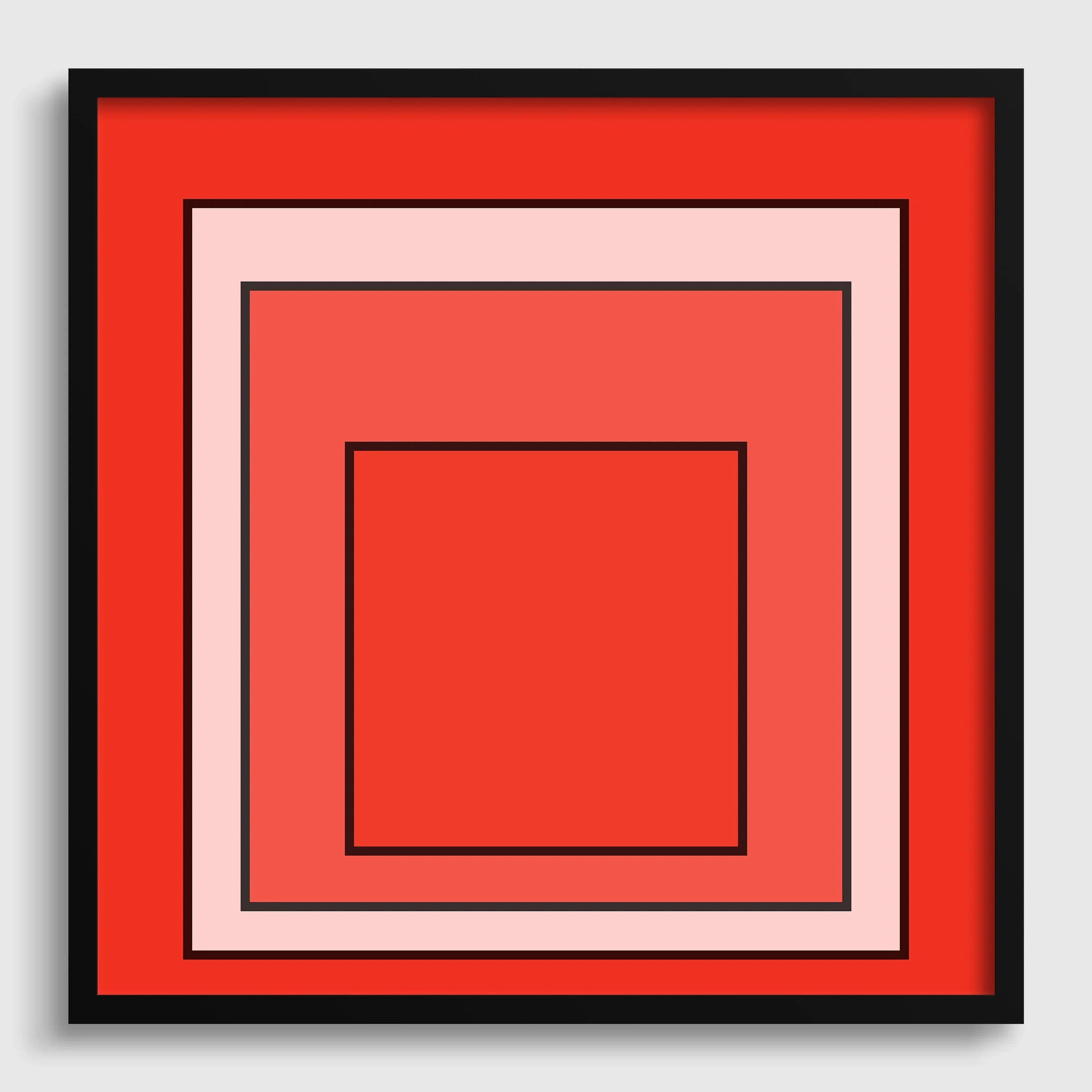Josef Albers Inspired ‘Metro’ Homage to the Square Giclee Print: Mid - Century Modern Orange Art (1x1) - 9ArtPrints