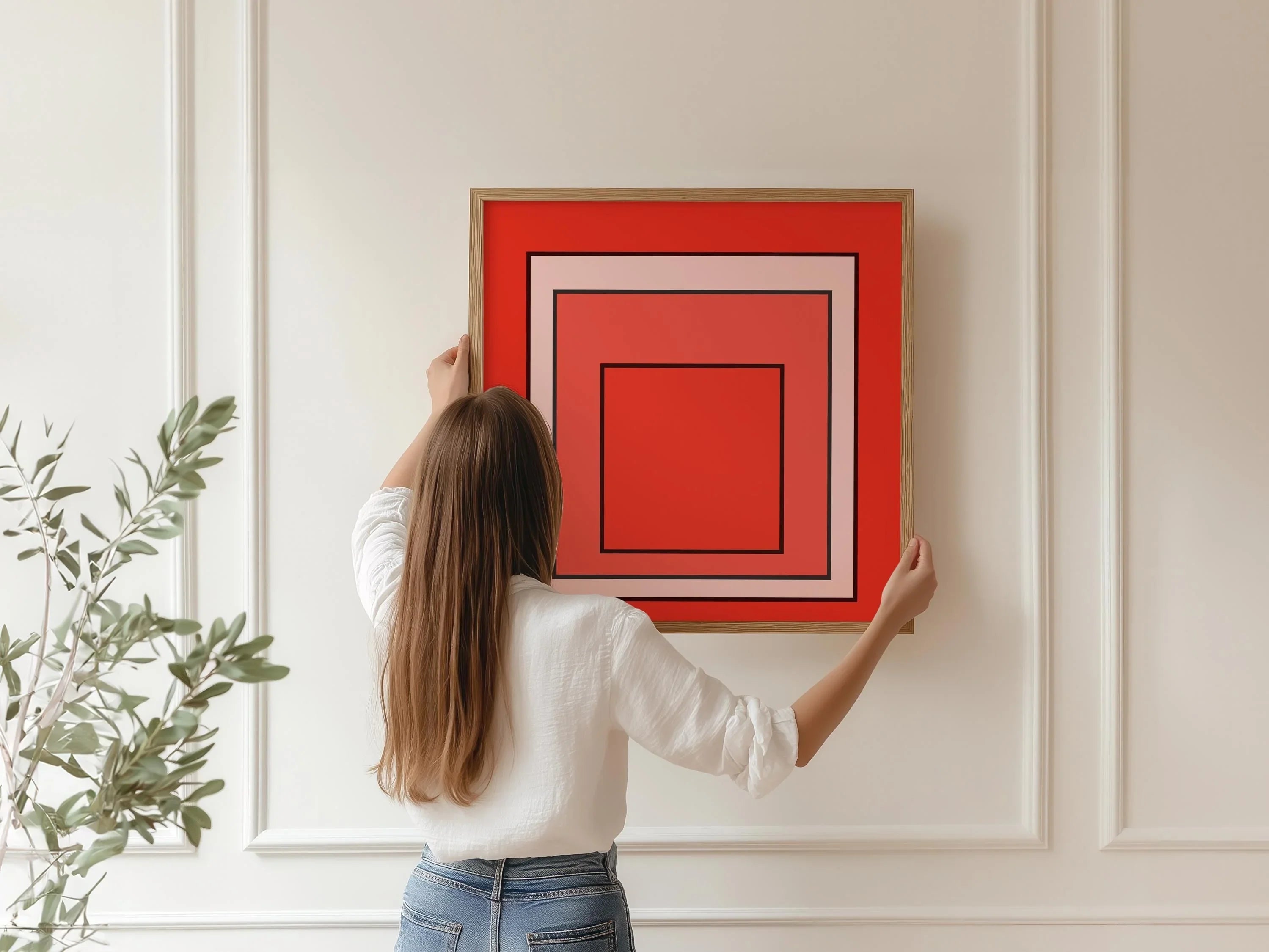 Josef Albers Inspired ‚ Metro‚Äô Homage to the Square Giclee Print: Mid - Century Modern Orange Art (1x1) - 9ArtPrints