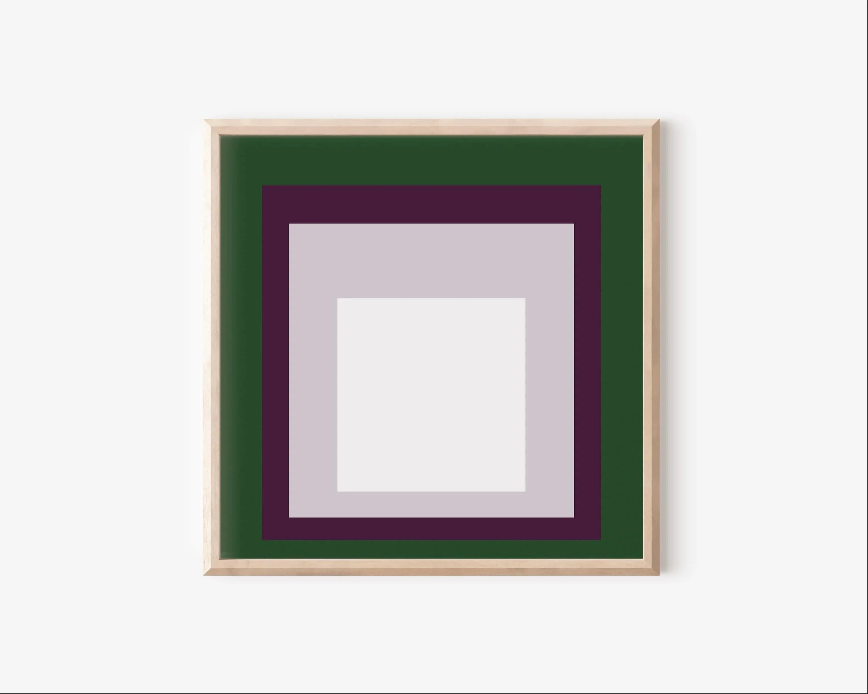 Josef Albers Inspired 'Temple' Giclee Print: Mid - Century Modern Art, Green Purple White - 9ArtPrints