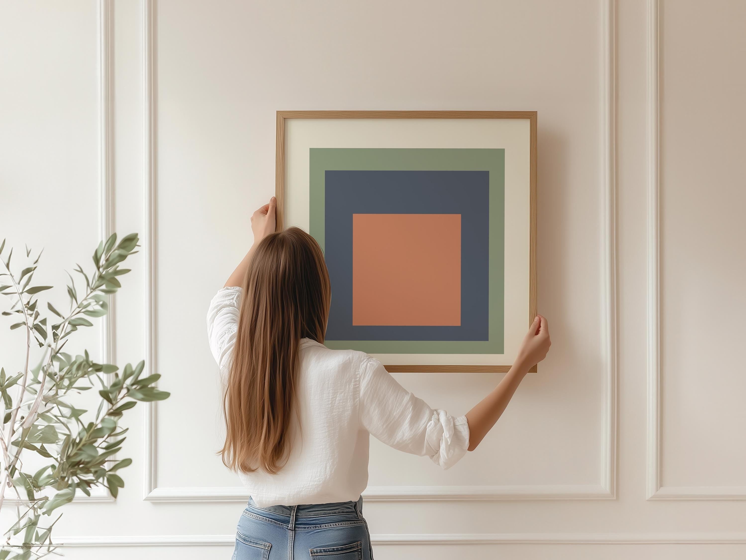 Josef Albers Inspired ‘Tethys’ Giclée Print: Mid - Century Modern Art, Mint Green (1x1) - 9ArtPrints