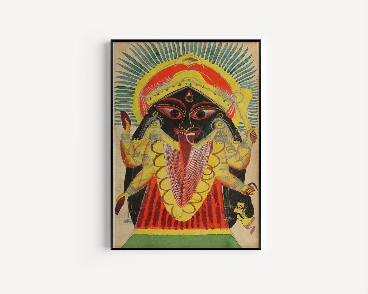 Kalighat painter — The Goddess Kali | Kalighat Painting Print