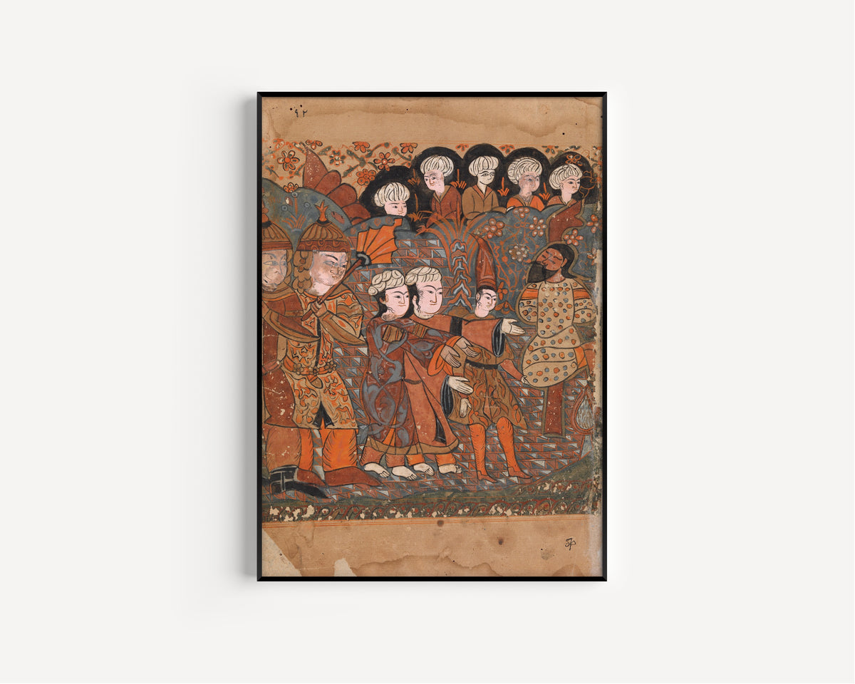Kalila wa Dimna: The Dishonest Goldsmith is Hanged | Islamic Manuscript Painting Print