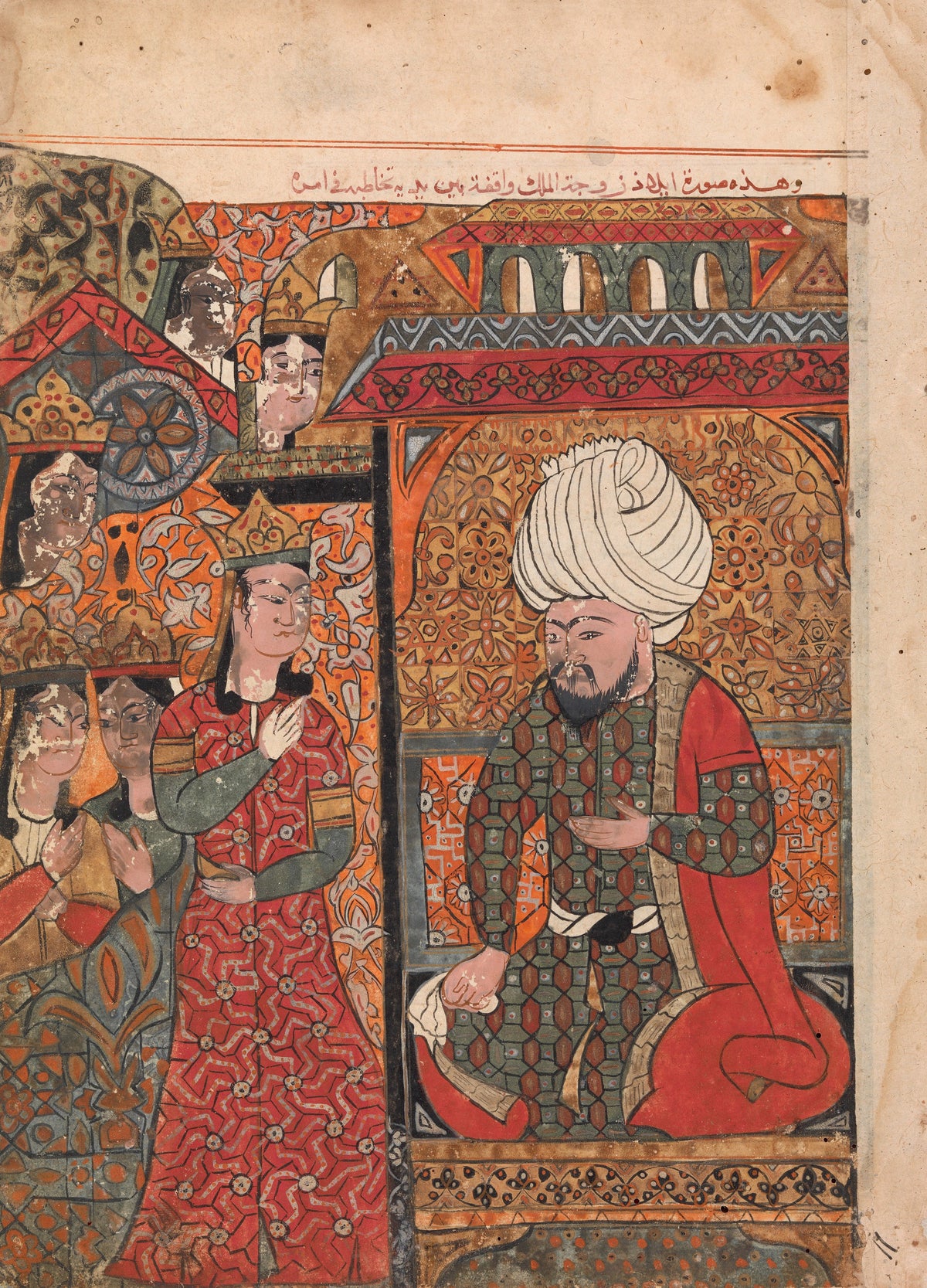 Kalila wa Dimna: The Queen Ilar (Irakht) Before the King | Islamic Manuscript Painting Print