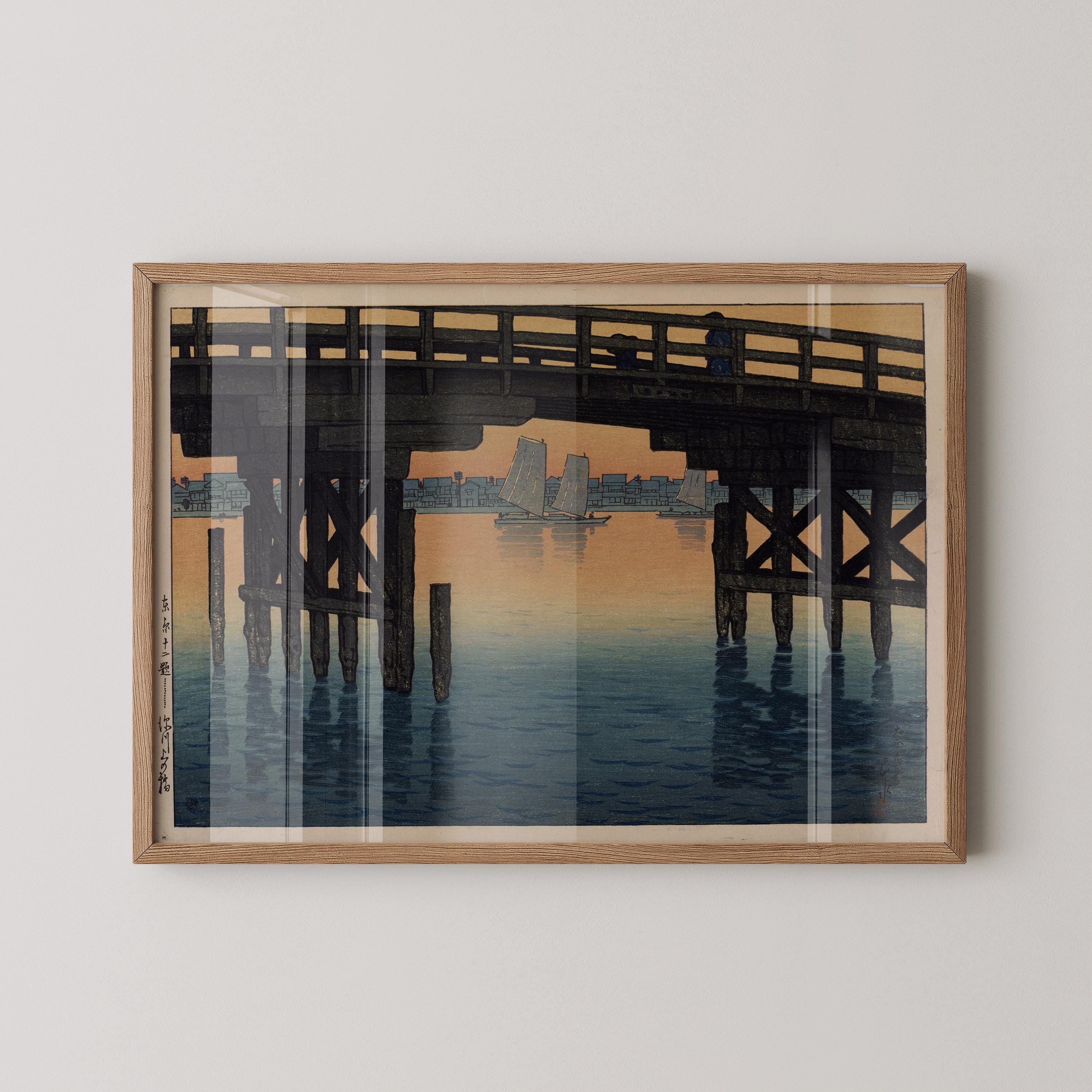 Kamino Bridge Japanese Woodblock Print by Kawase Hasui - 9ArtPrints