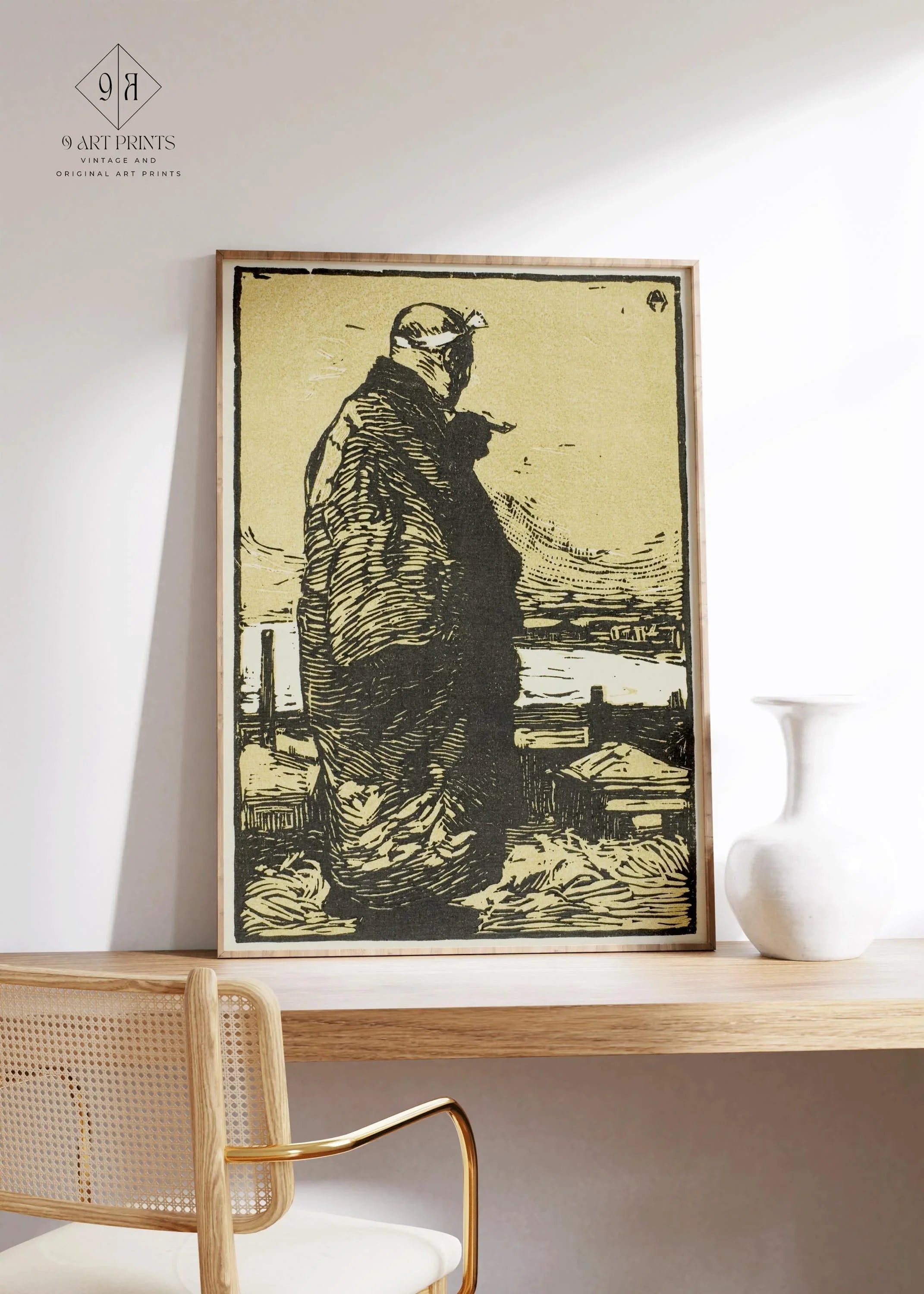 Kanae Yamamoto - The Fisherman Giclee Print: Japanese Woodblock Art - 9ArtPrints