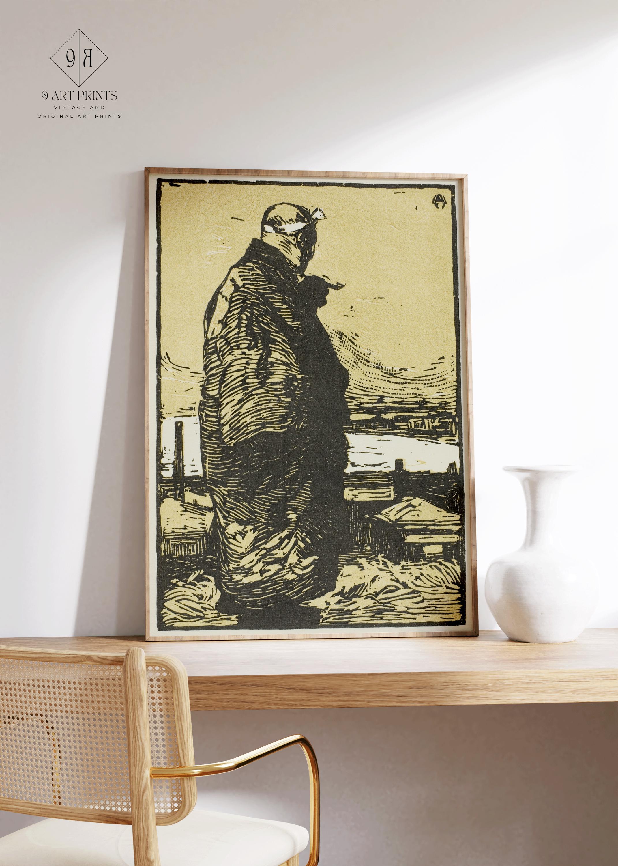 Kanae Yamamoto - The Fisherman | PRINT | One of the most famous Japanese Woodblock Arts of all time (available framed) - 9ArtPrints