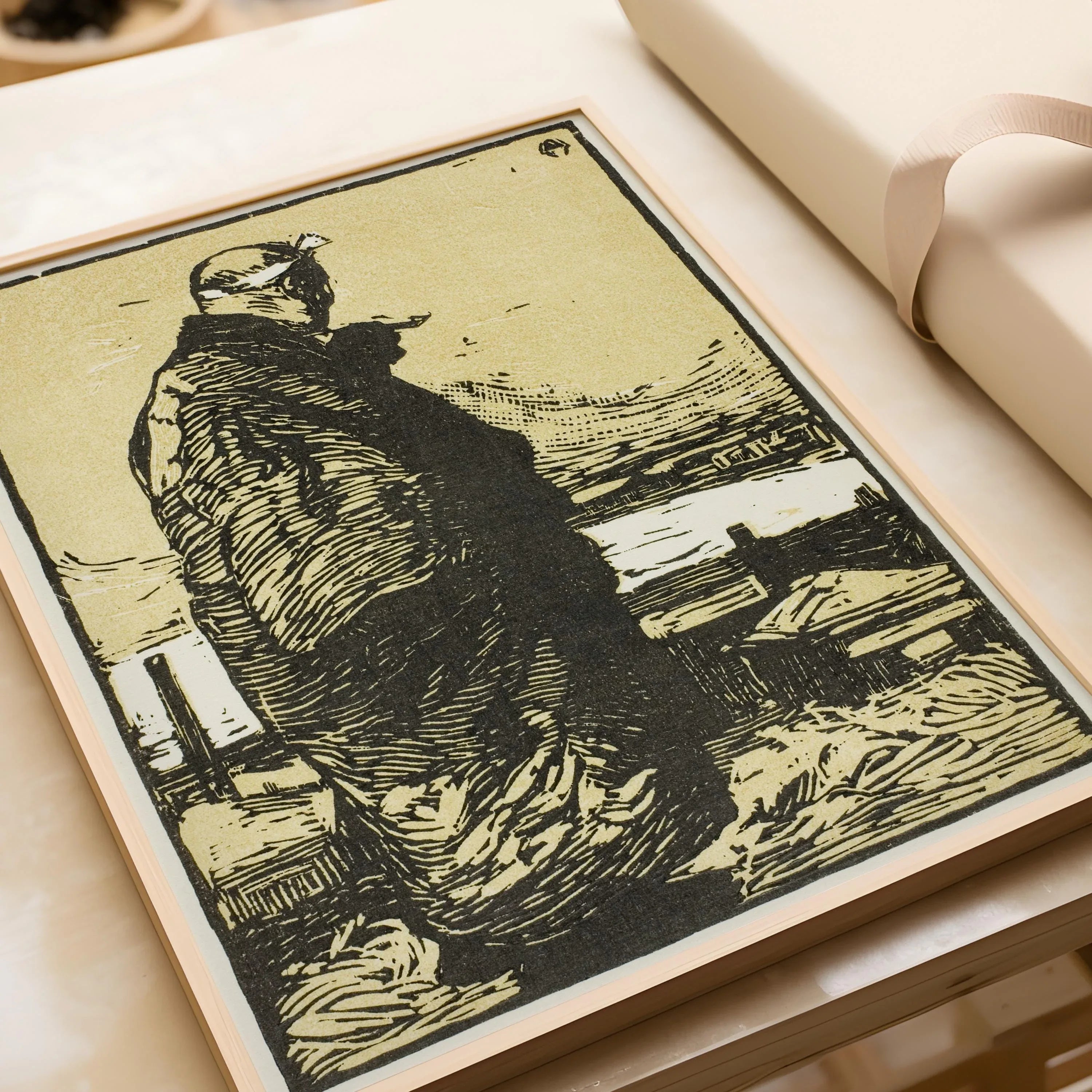 Kanae Yamamoto - The Fisherman | PRINT | One of the most famous Japanese Woodblock Arts of all time (available framed) - 9ArtPrints