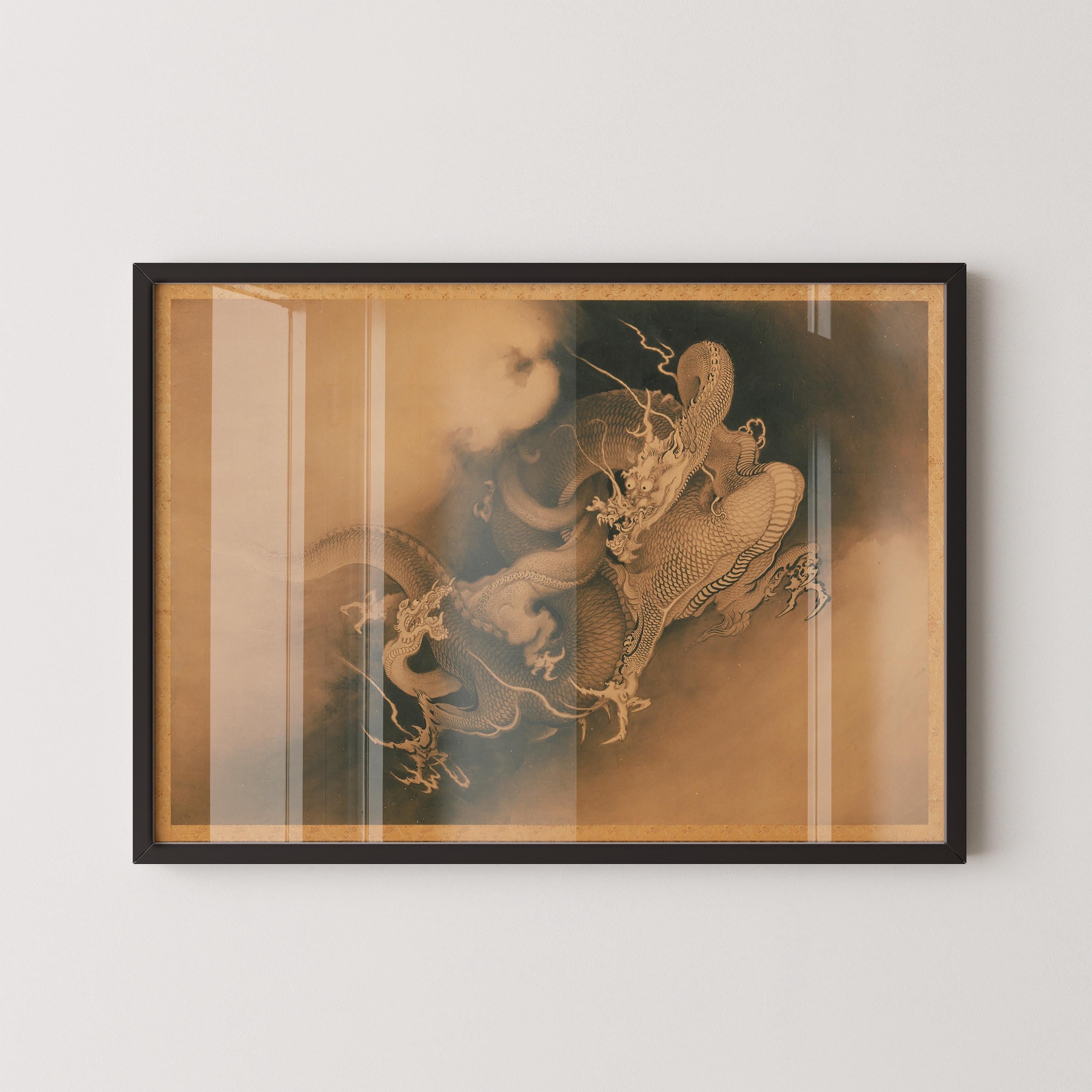 Kanō Hōgai - Two Dragons in Clouds Print | PRINT | Available handframed or unframed - 9ArtPrints