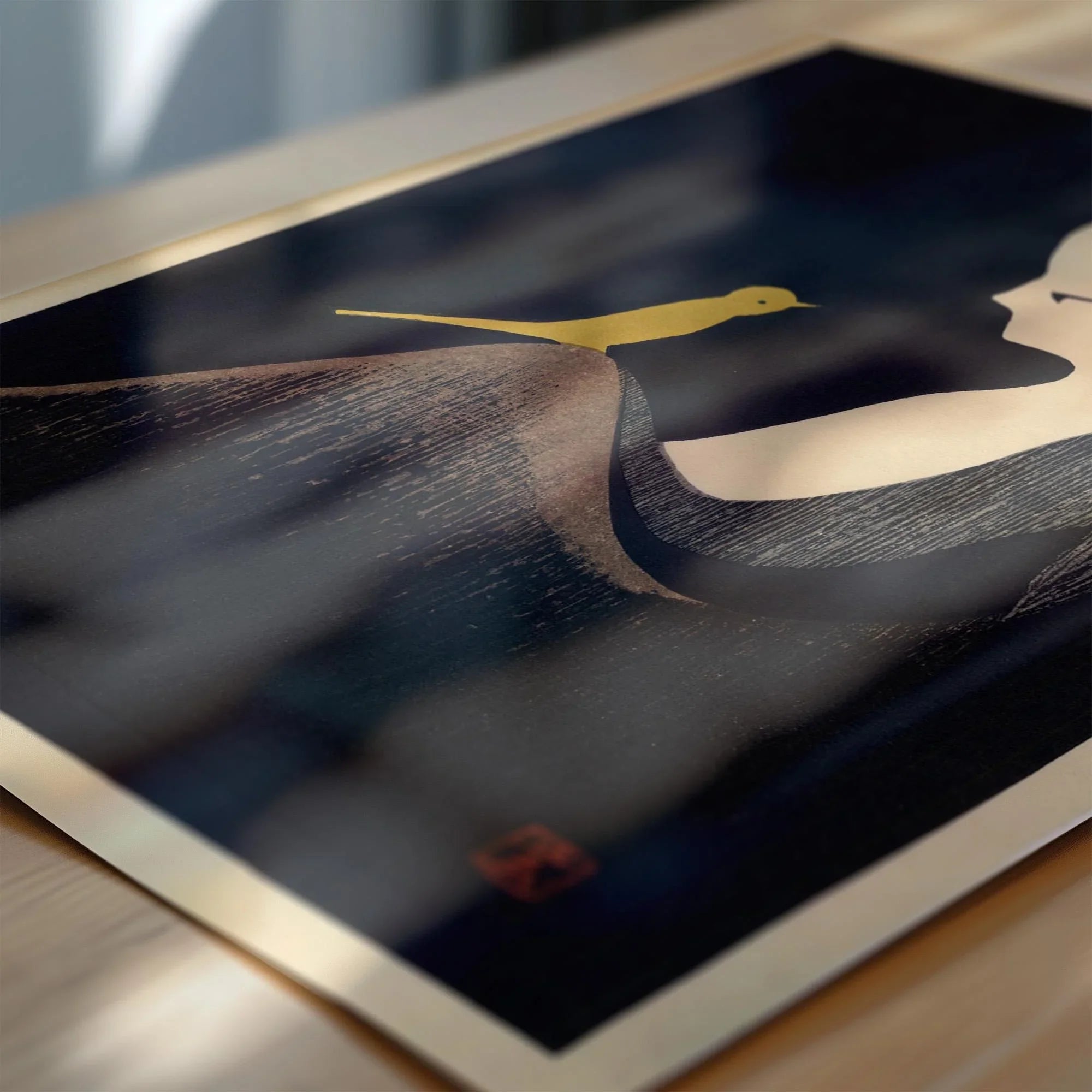 Kaoru Kawano - Girl with Yellow Bird | PRINT | Vintage Japanese Woodblock Art