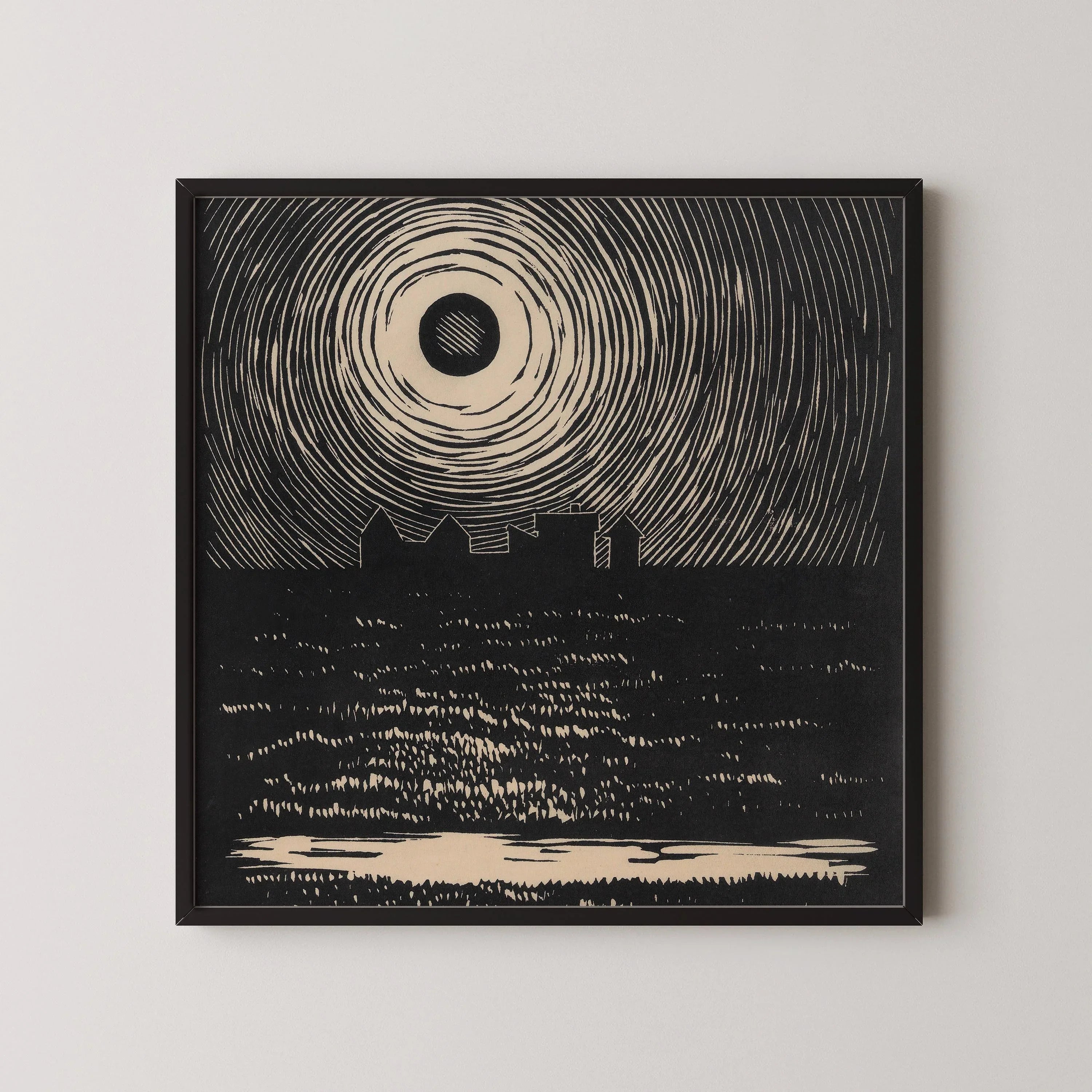 Karl Wiener - Sunset | An Incredible Black and White Sketch Depiction of a Sunset (available handframed or unframed) 1x1 - 9ArtPrints