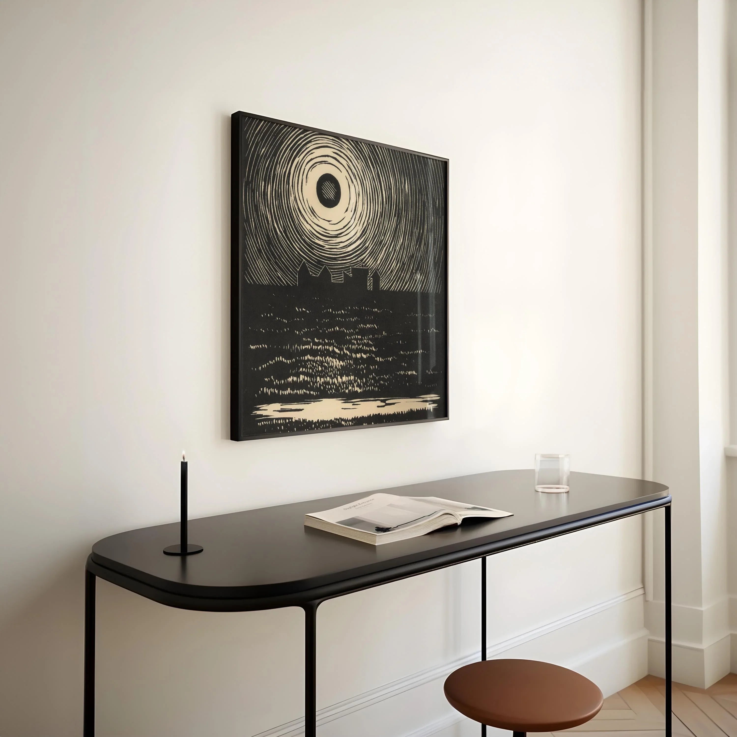 Karl Wiener - Sunset | An Incredible Black and White Sketch Depiction of a Sunset (available handframed or unframed) 1x1 - 9ArtPrints