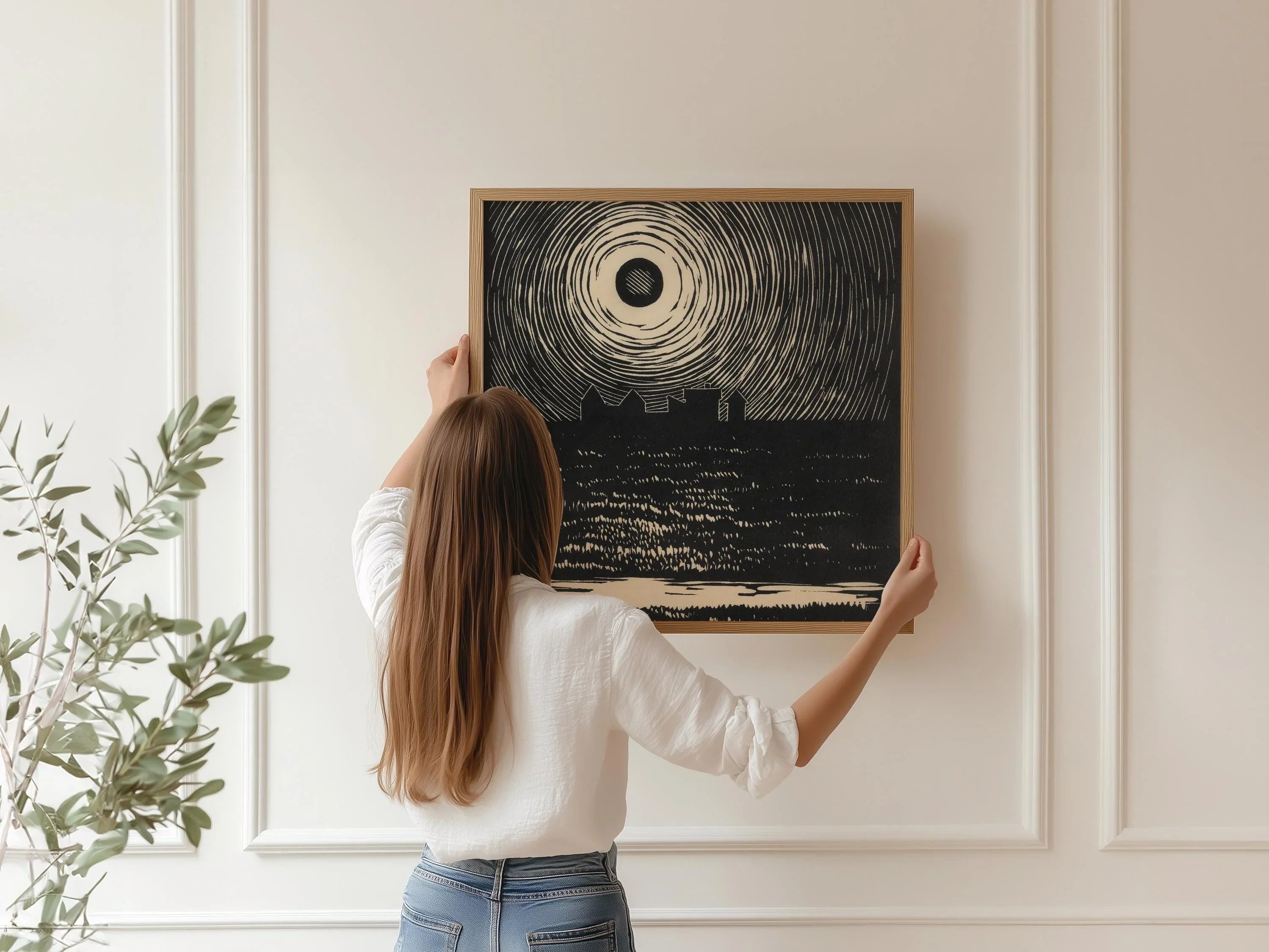 Karl Wiener - Sunset | An Incredible Black and White Sketch Depiction of a Sunset (available handframed or unframed) 1x1 - 9ArtPrints