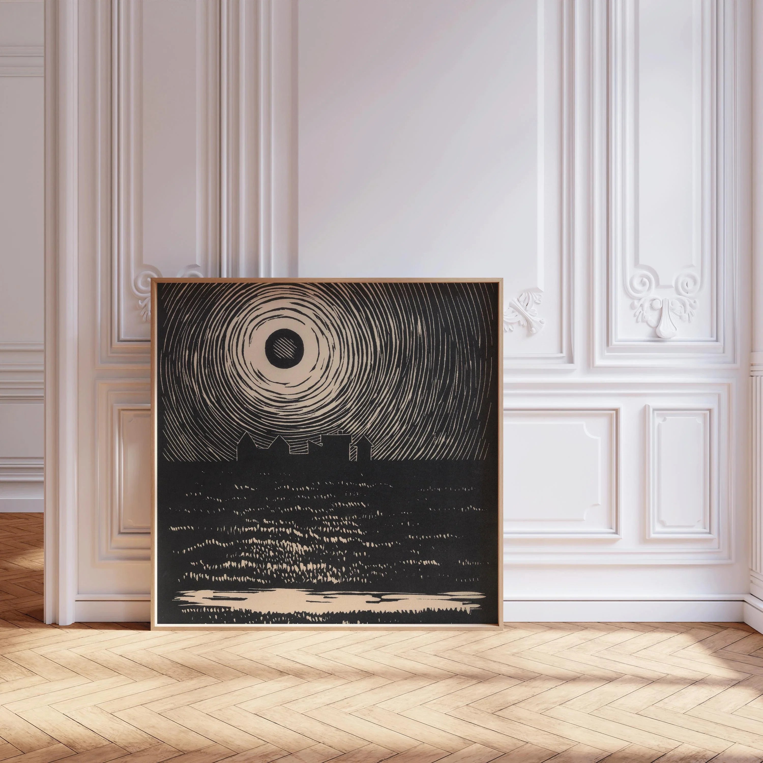 Karl Wiener - Sunset | An Incredible Black and White Sketch Depiction of a Sunset (available handframed or unframed) 1x1 - 9ArtPrints