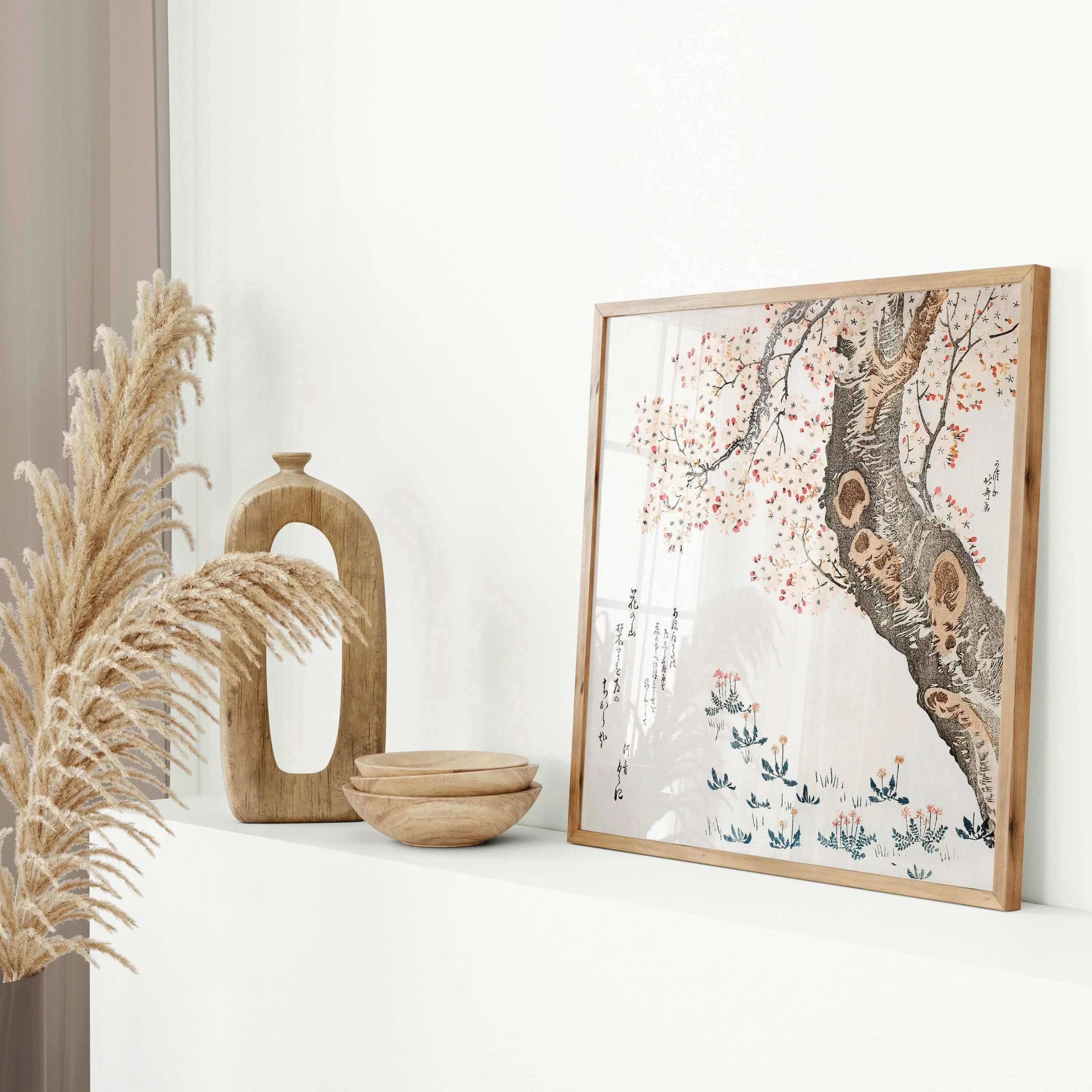 Katsushika Hokusai - Cherry Blossoms | PRINT | Vintage Japanese Calligraphy (available unframed) 1x1 - 9ArtPrints