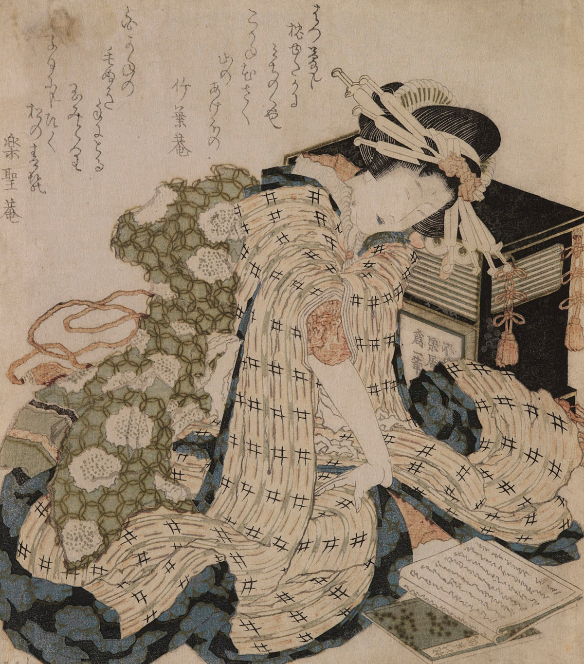 Katsushika Hokusai — Courtesan Asleep | Japanese Woodblock Print (Ukiyo-e)