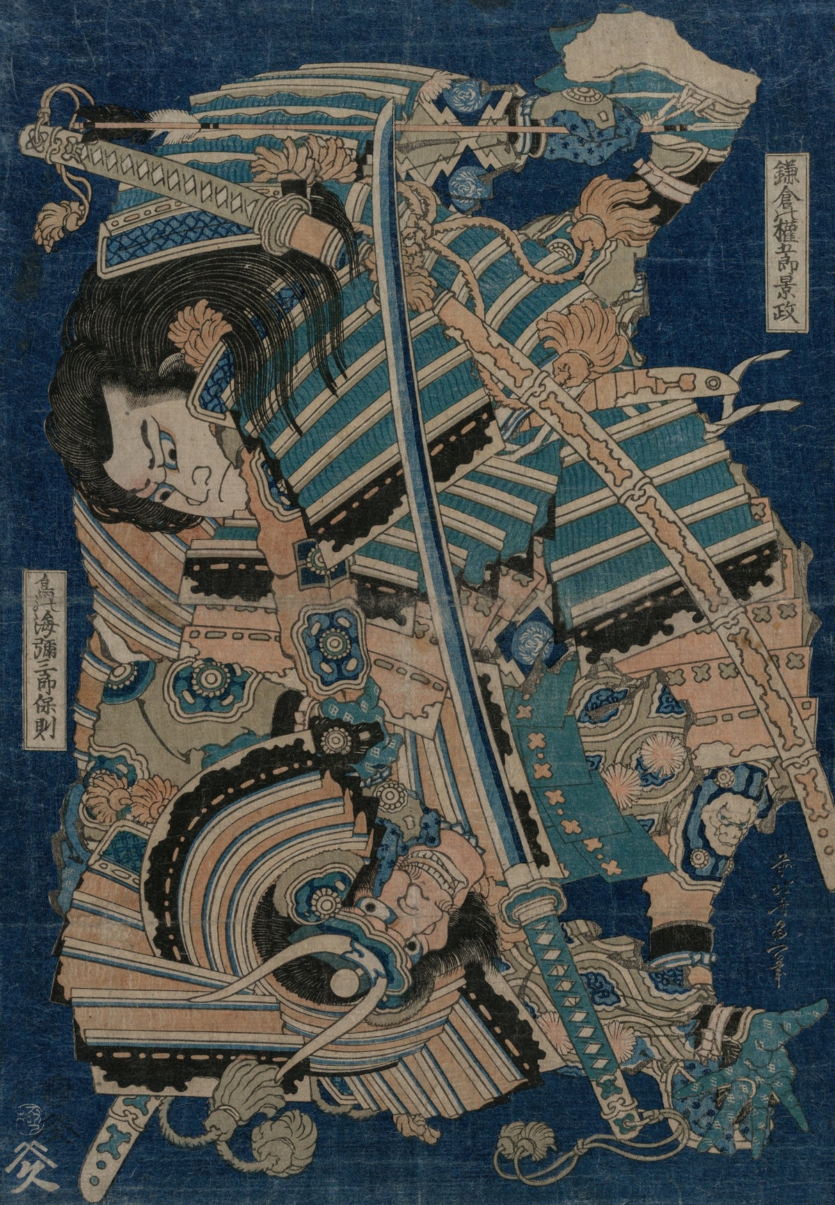 Katsushika Hokusai — Kamakura Gongorō Seizing Torinoumi Yasaburō | Japanese Woodblock Print (Ukiyo-e)