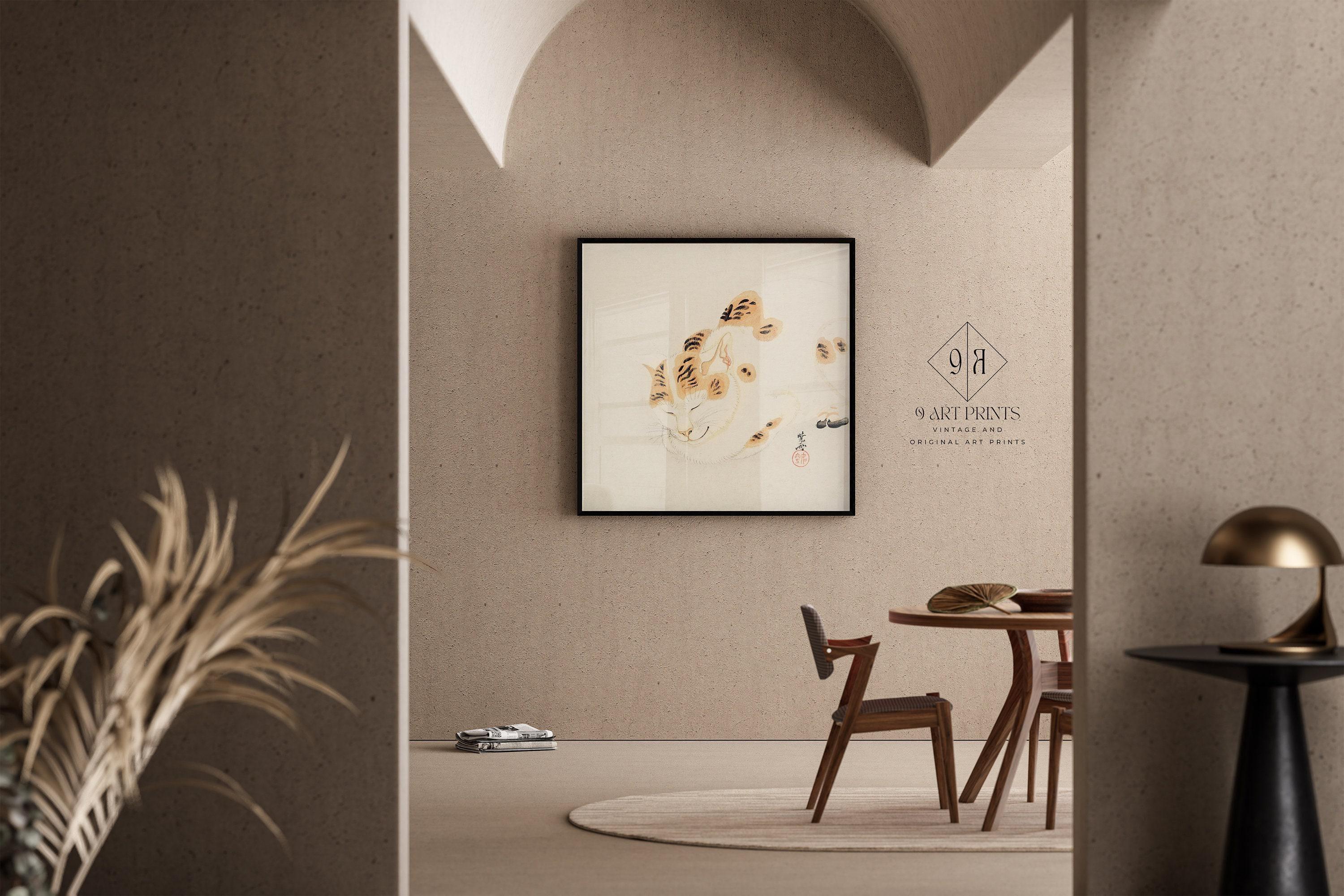 Kawanabe Kyosai - Sleeping Cat | | PRINT | Vintage Japanese Woodblock Animal Art (available handframed or unframed) 1x1 - 9ArtPrints