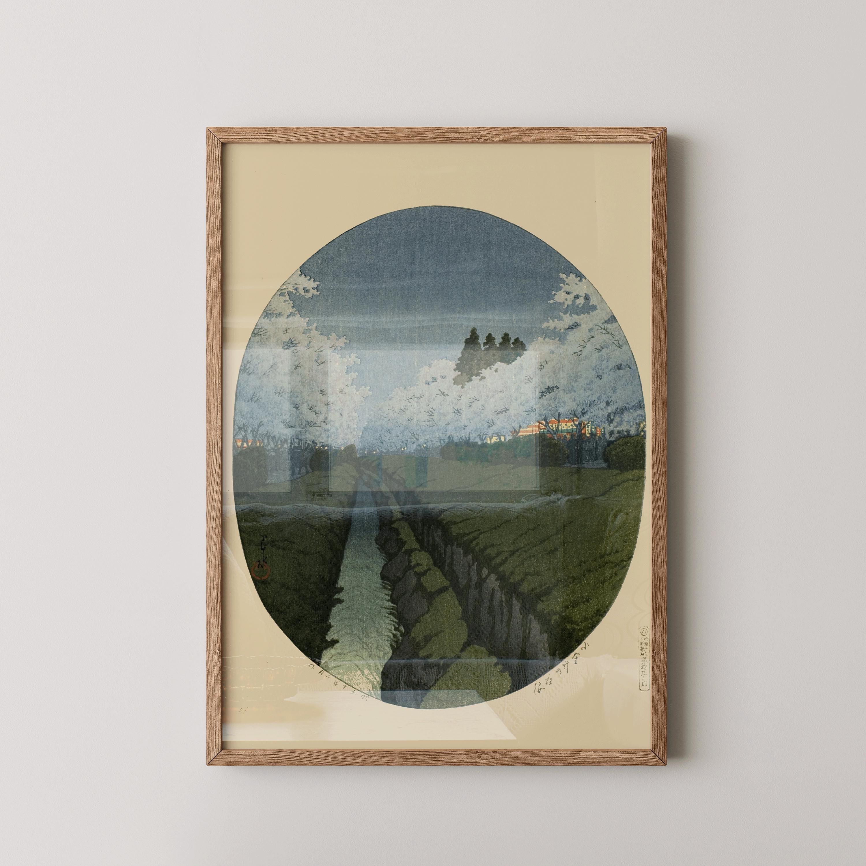 Kawase Hasui - Cherries at Night Giclee Print: Vintage Ukiyo - e Woodblock Art - 9ArtPrints