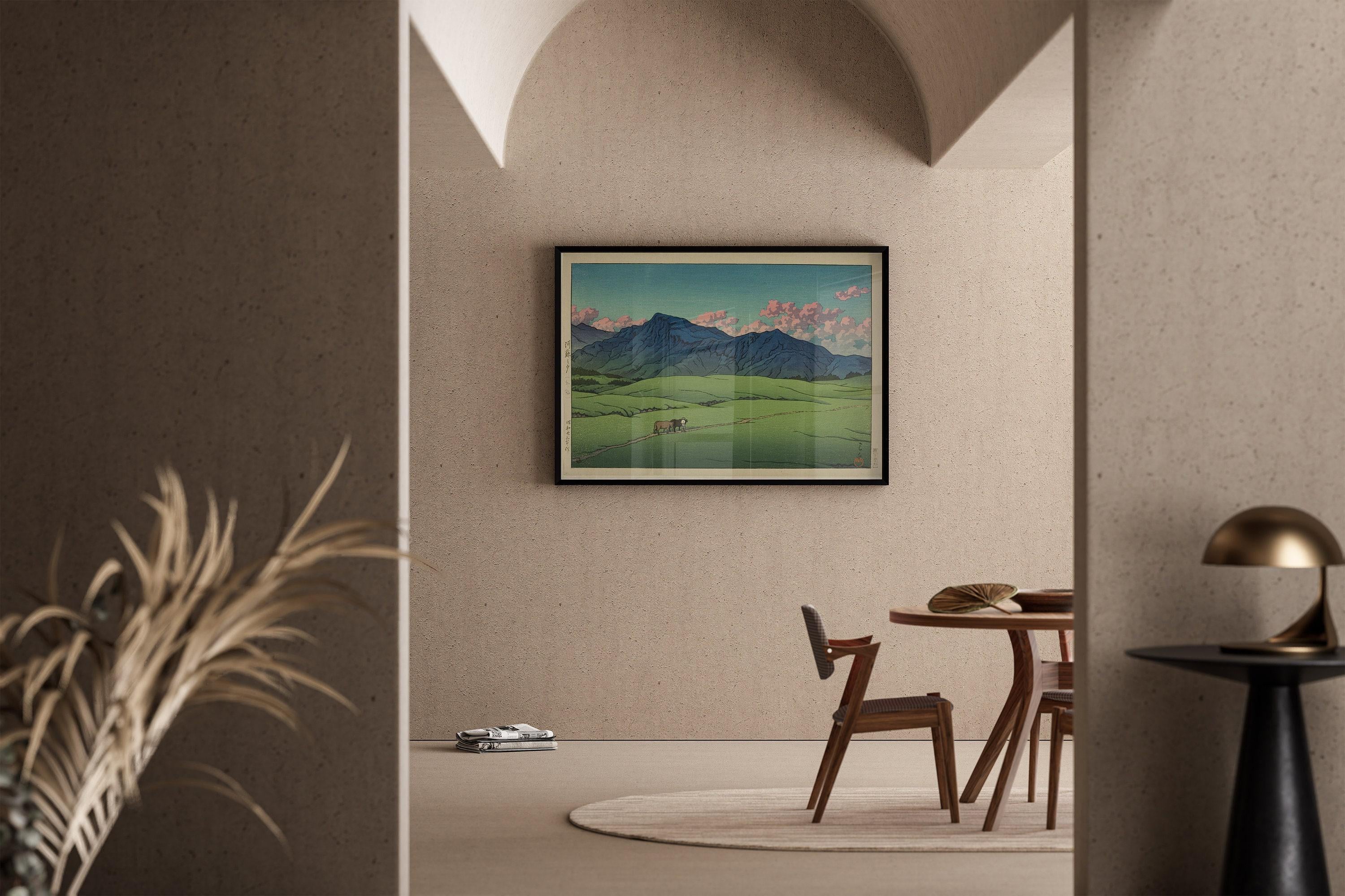 Kawase Hasui - Dusk at Aso (Outer Crater) | PREMIUM GICLÉE PRINT | Japanese Vintage Woodblock Art (available handframed or unframed) - 9ArtPrints