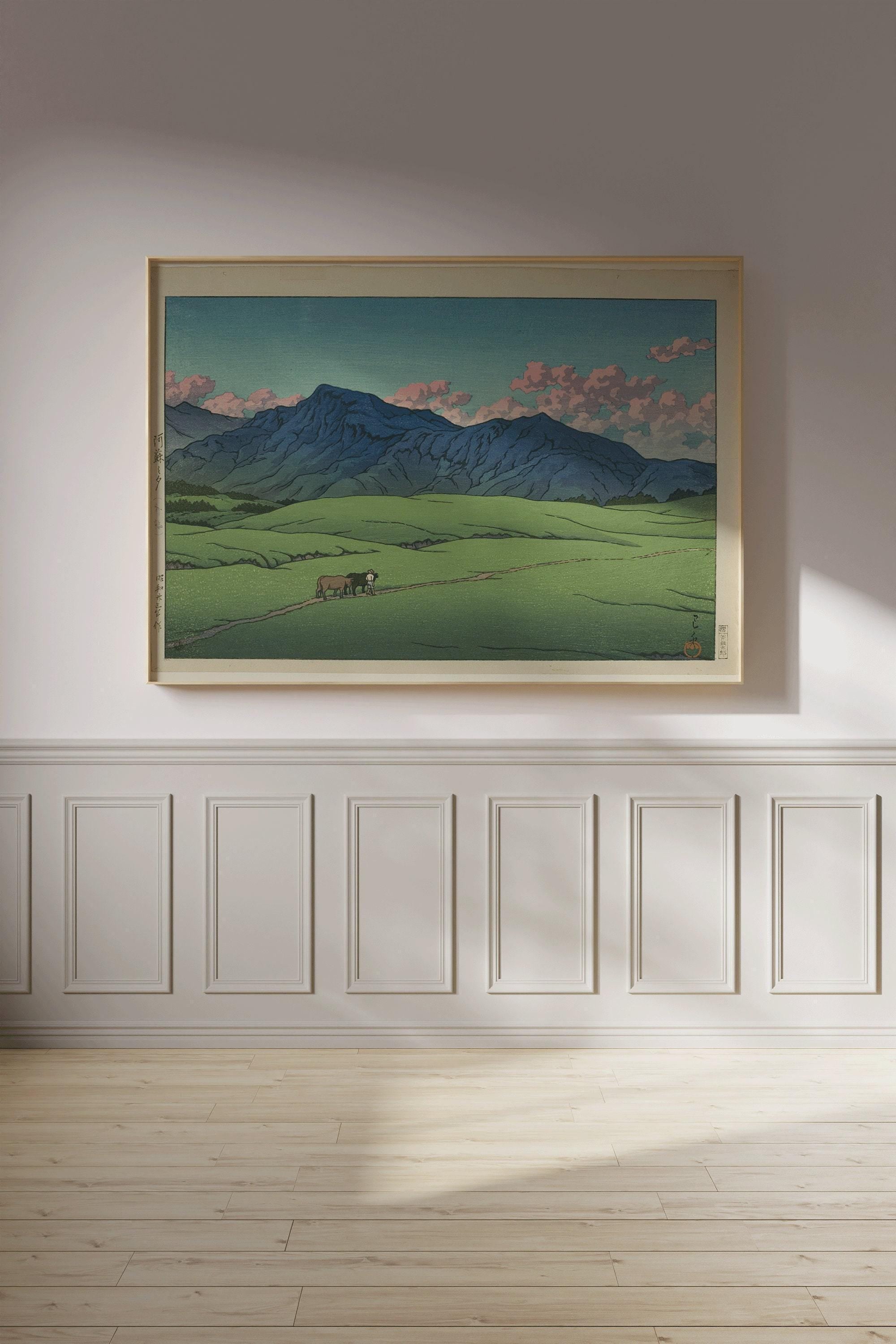 Kawase Hasui - Dusk at Aso (Outer Crater) | PREMIUM GICLÉE PRINT | Japanese Vintage Woodblock Art (available handframed or unframed) - 9ArtPrints