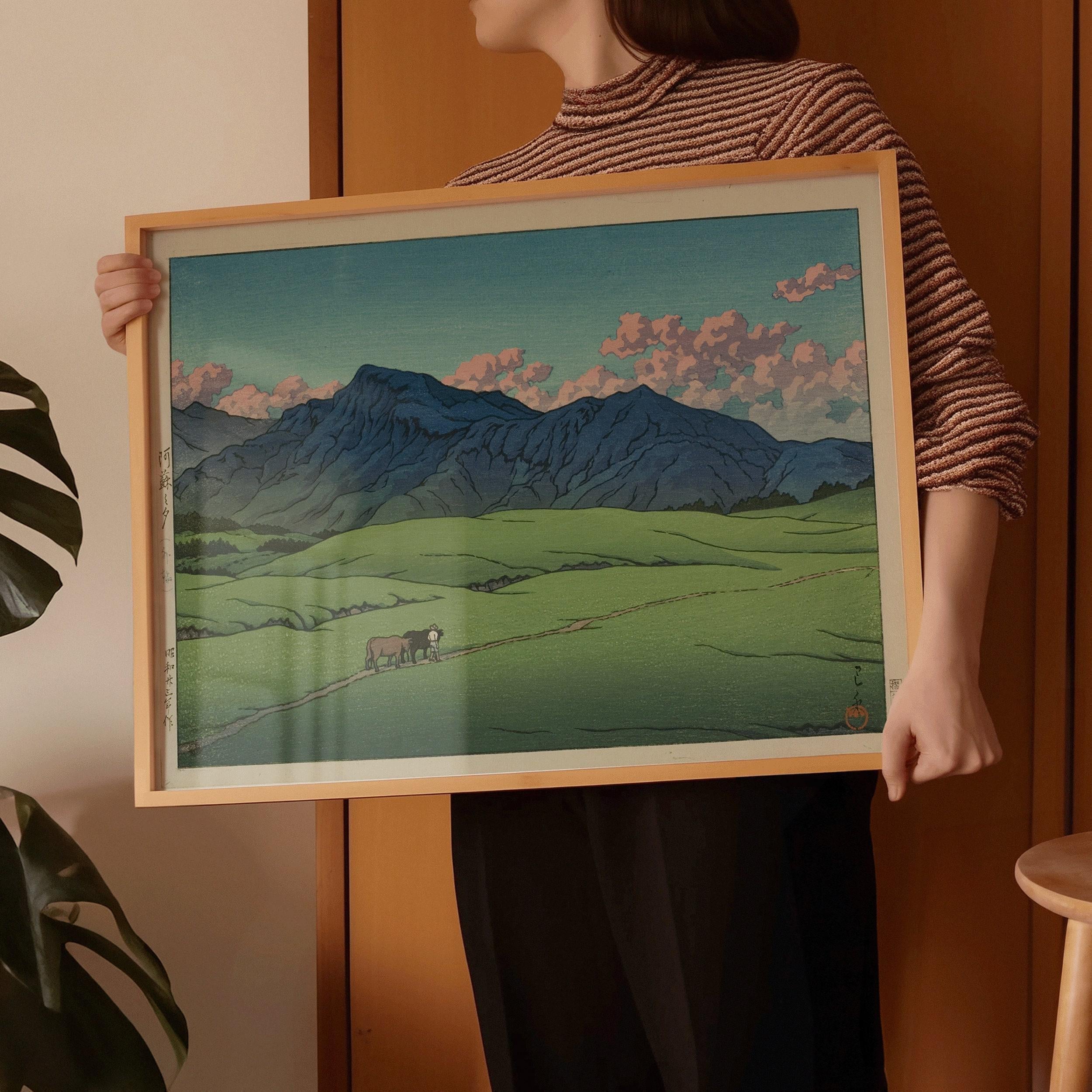 Kawase Hasui - Dusk at Aso Print: Japanese Woodblock Art Giclee - 9ArtPrints