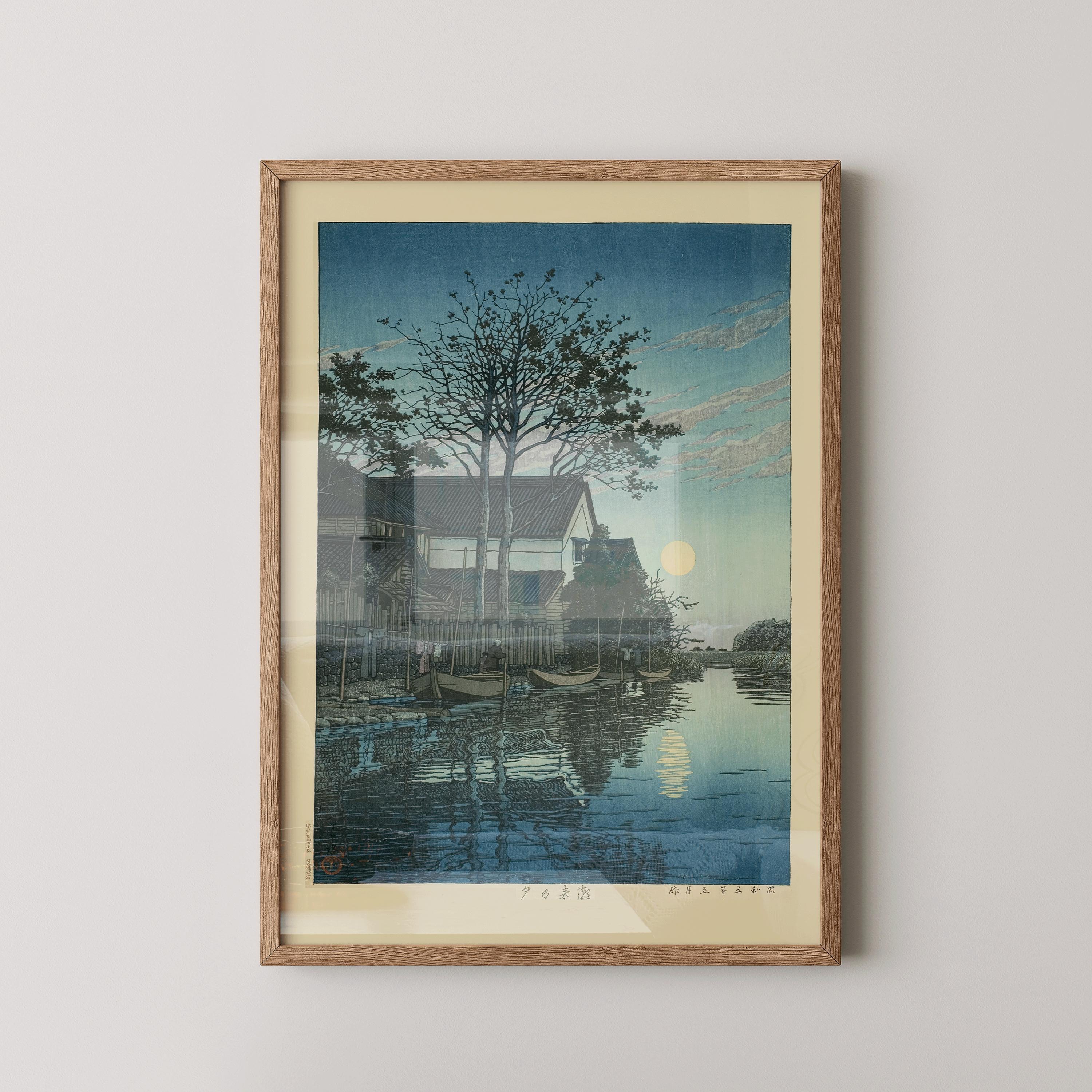 Kawase Hasui - Dusk at Itako: Vintage Japanese Ukiyo - e Art Print - 9ArtPrints