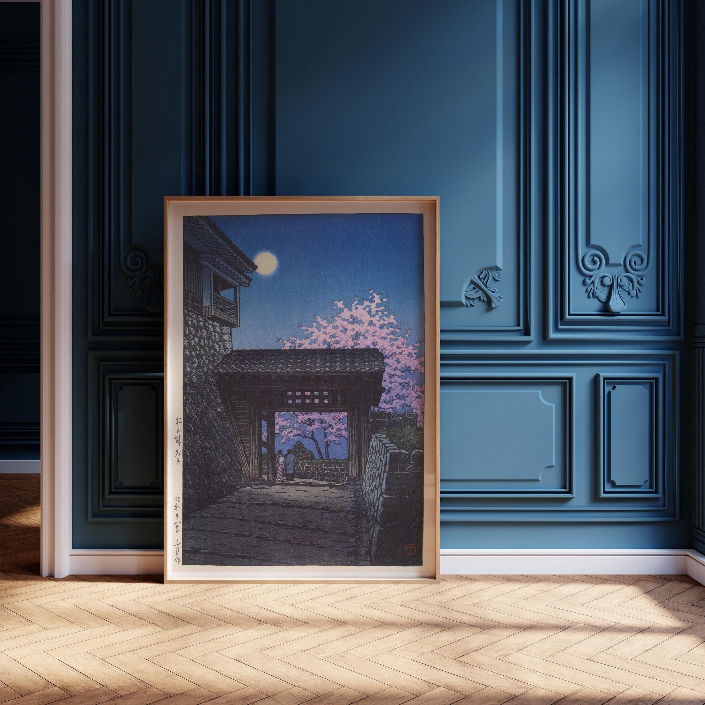Kawase Hasui - Evening at Matsuyama Castle Meigetsu | PREMIUM GICLÉE PRINT | Stunning Japanese Cherry Blossom Woodblock Art available framed - 9ArtPrints