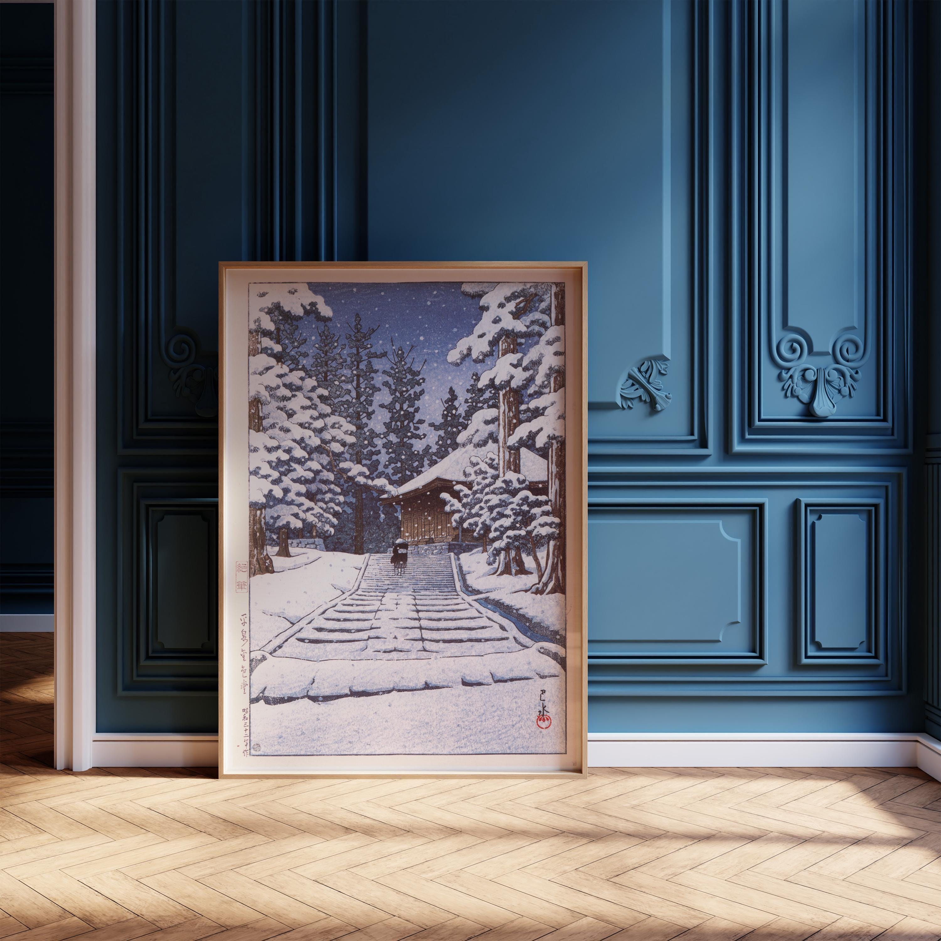 Kawase Hasui Hall of the Golden Hue Hiraizumi Print: Vintage Japanese Woodblock Art - 9ArtPrints