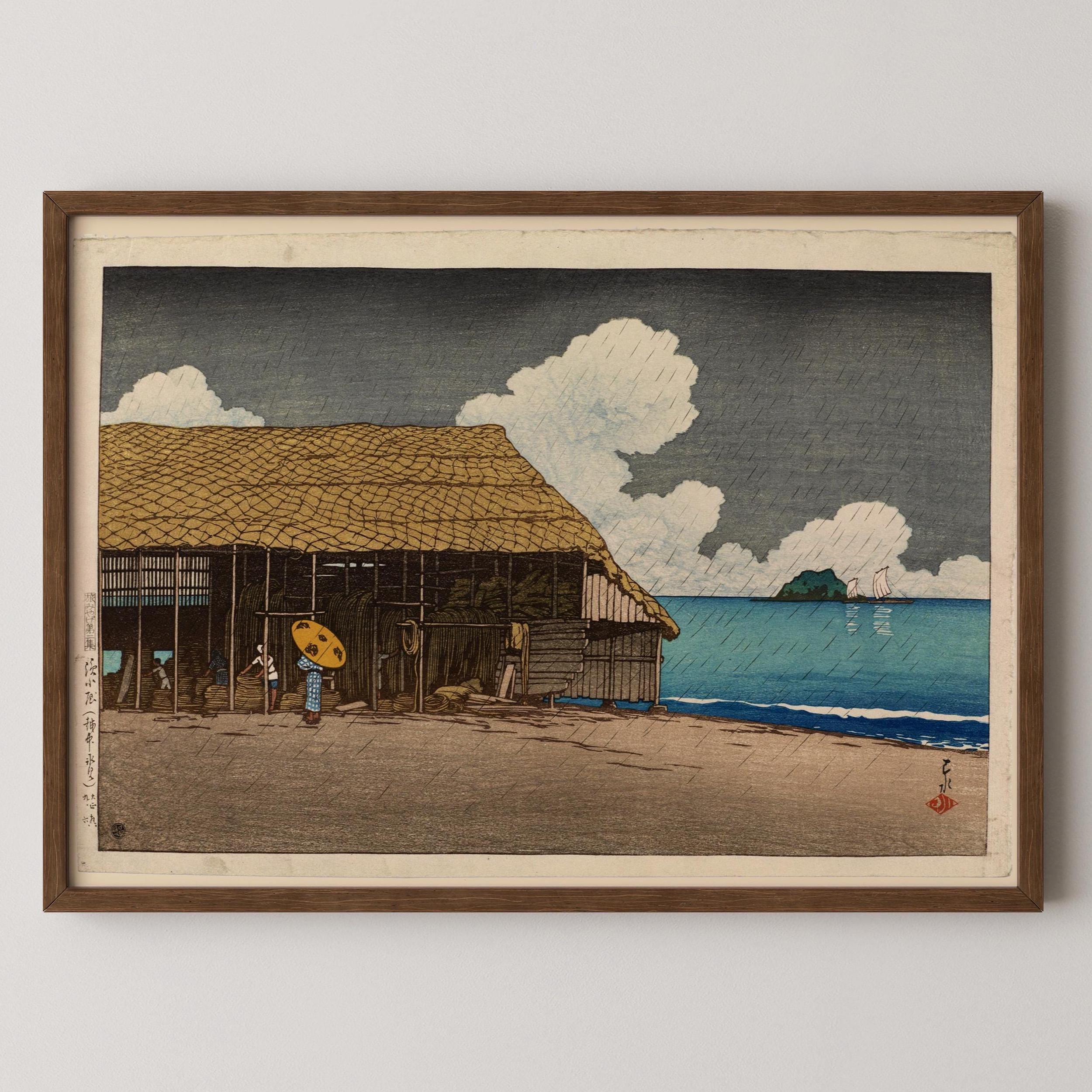 Kawase Hasui Japanese Art Print: Seaside Cottage at Himi, Etchu Giclée, Studio Ghibli Style - 9ArtPrints