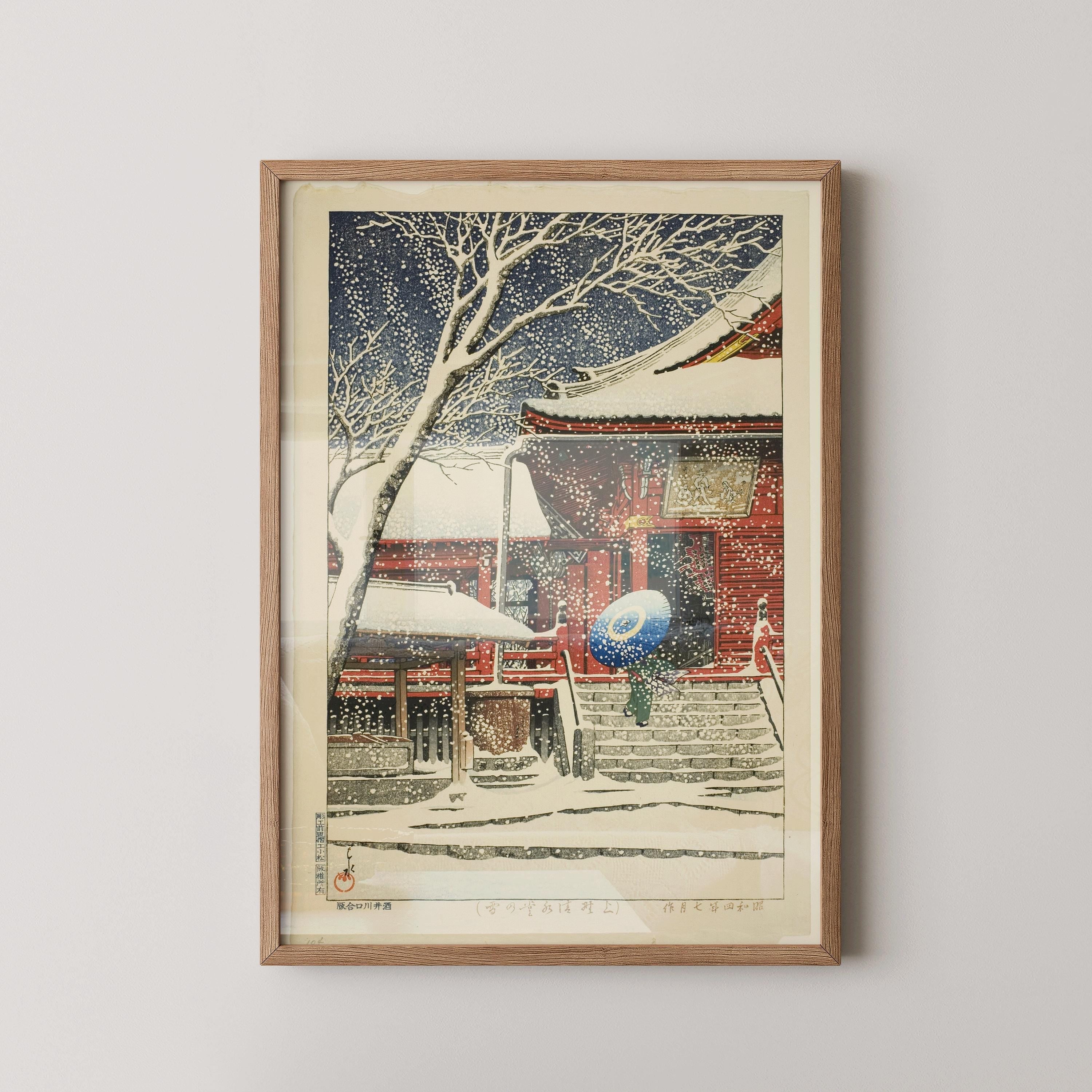 Kawase Hasui Kiyomizu Hall Snow Print: Vintage Japanese Woodblock Art - 9ArtPrints