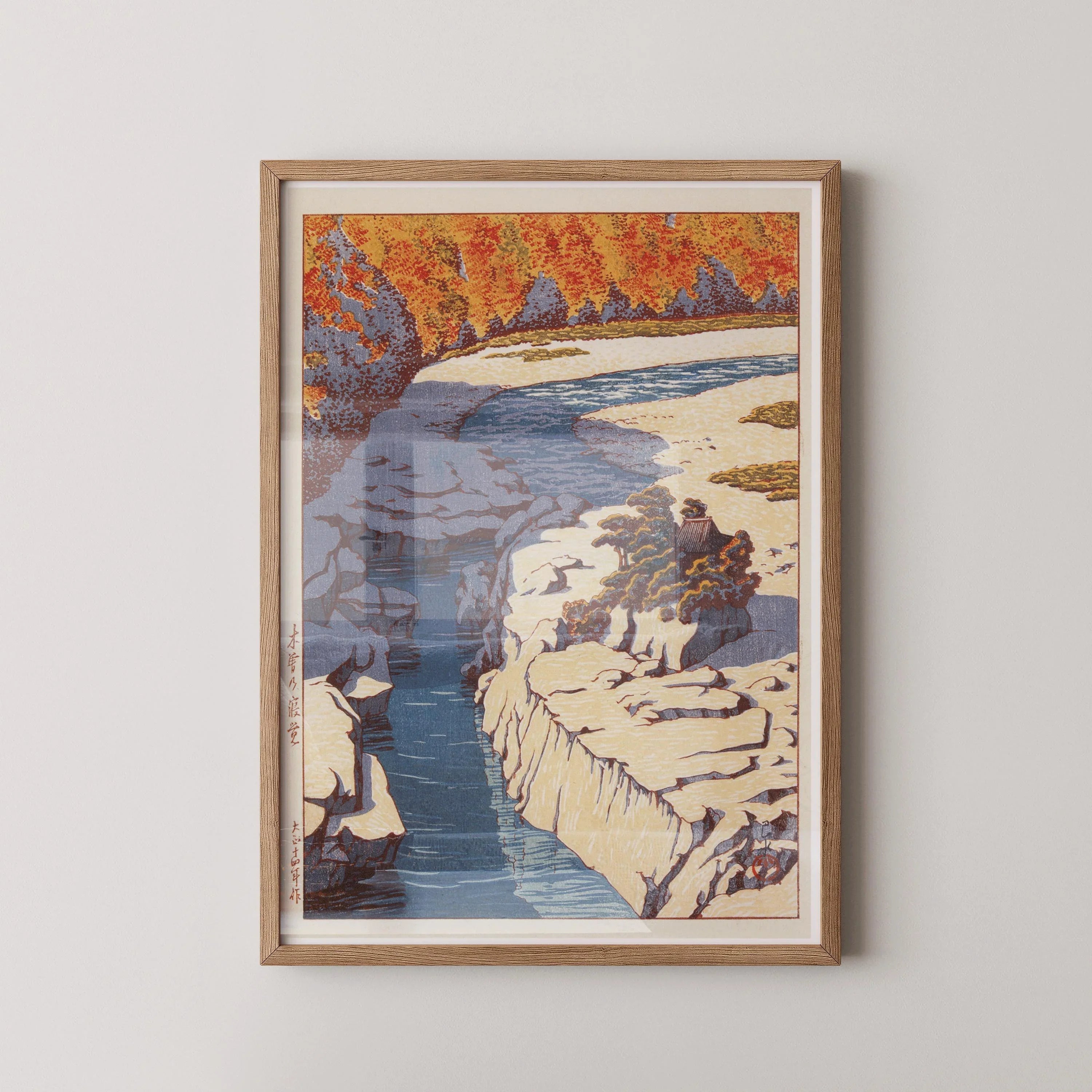 Kawase Hasui - Kizo no Nezame | PRINT | Winding River and Mountains & Autumn Foliage Japanese Woodcut Art (available framed) - 9ArtPrints