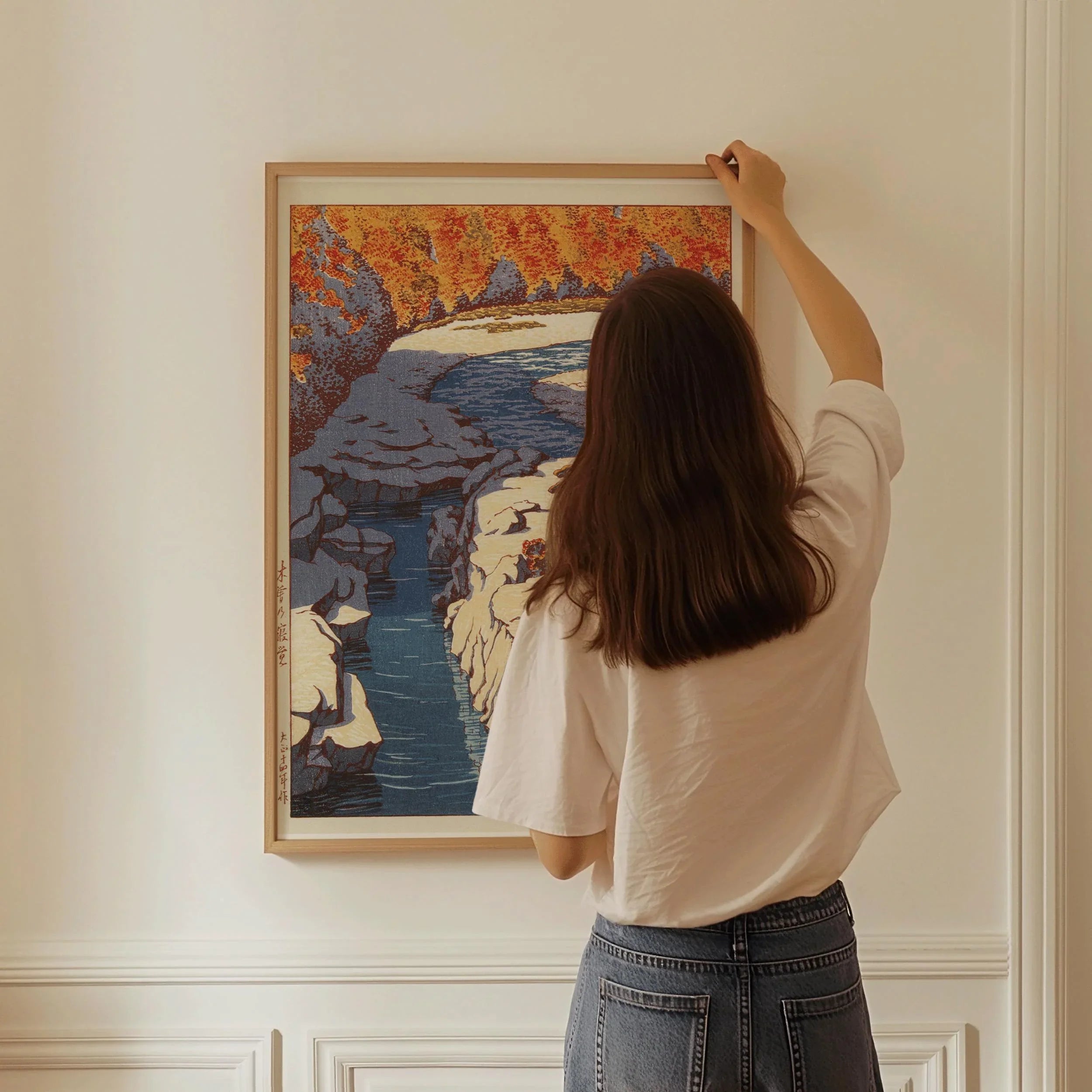 Kawase Hasui - Kizo no Nezame | PRINT | Winding River and Mountains & Autumn Foliage Japanese Woodcut Art (available framed) - 9ArtPrints