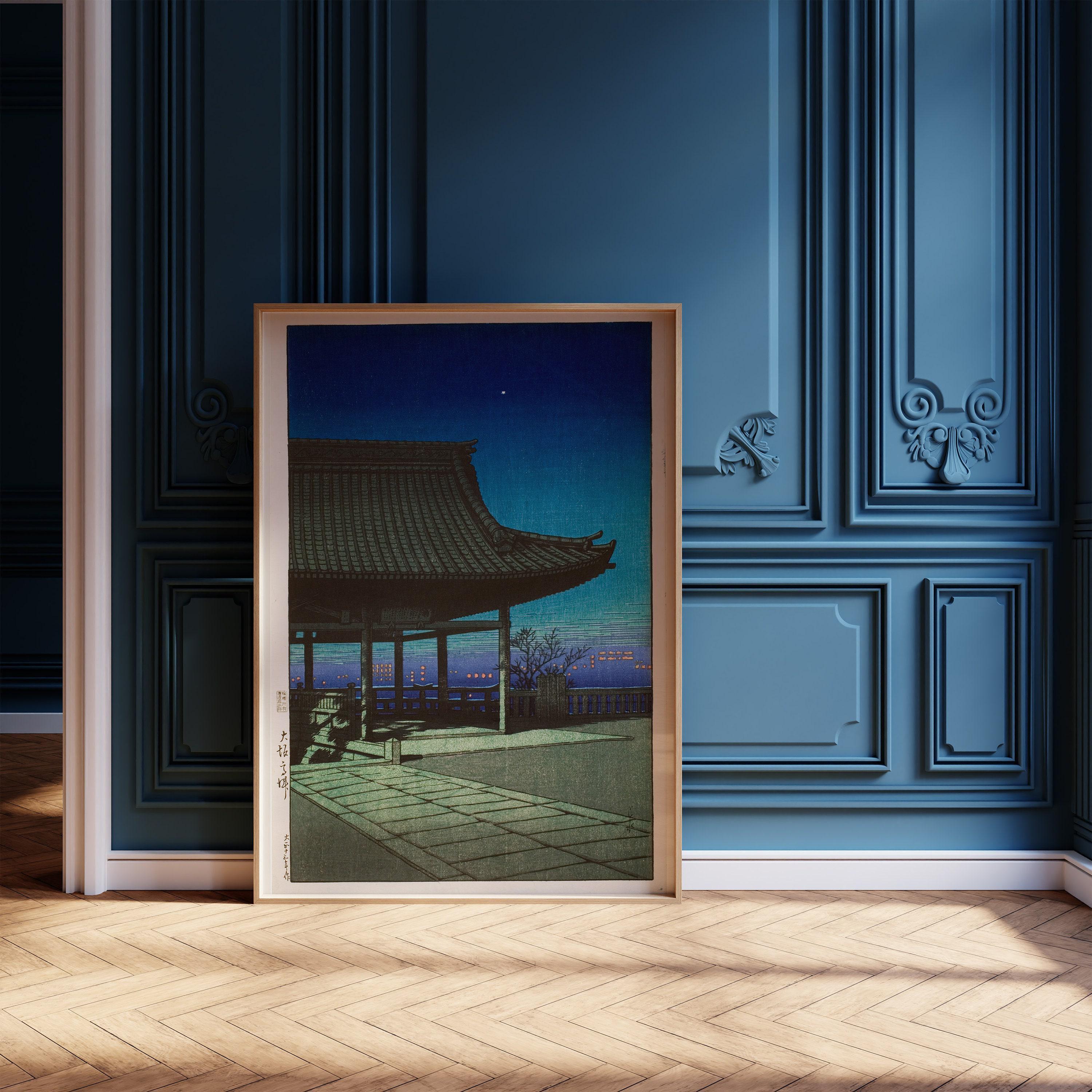 Kawase Hasui - Night at Kozu, Osaka: Vintage Ukiyo - e Woodblock Print - 9ArtPrints