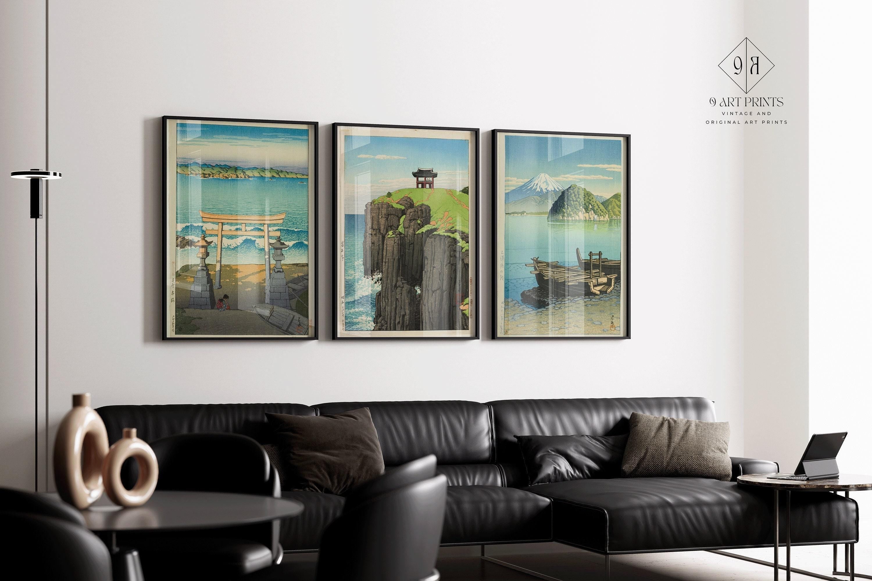 Kawase Hasui - Ocean Theme STATEMENT TRIO | Shin - Hanga Art Prints available framed - 9ArtPrints