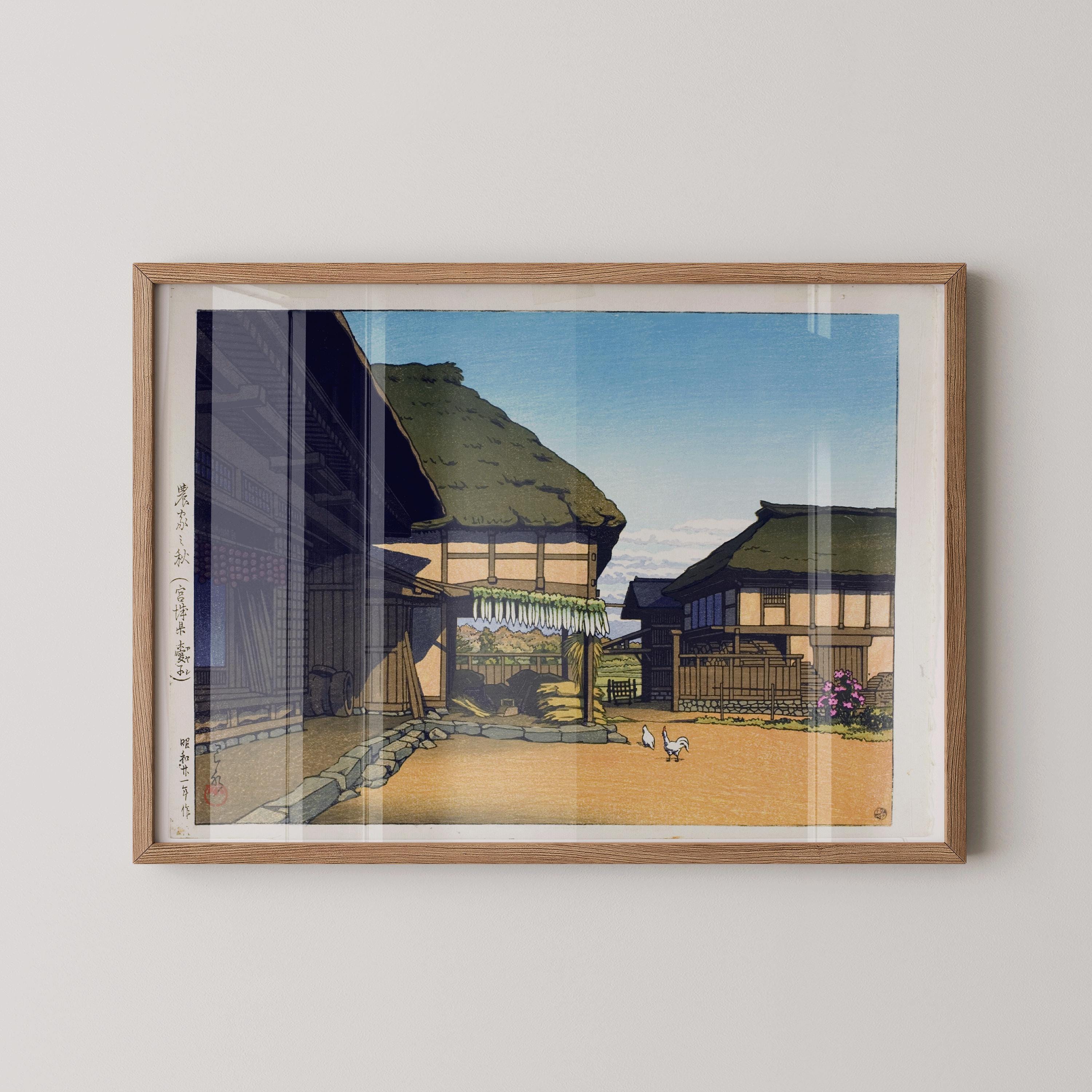 Kawase Hasui Print: Japanese Farmhouse in Autumn, Miyagi Prefecture - 9ArtPrints