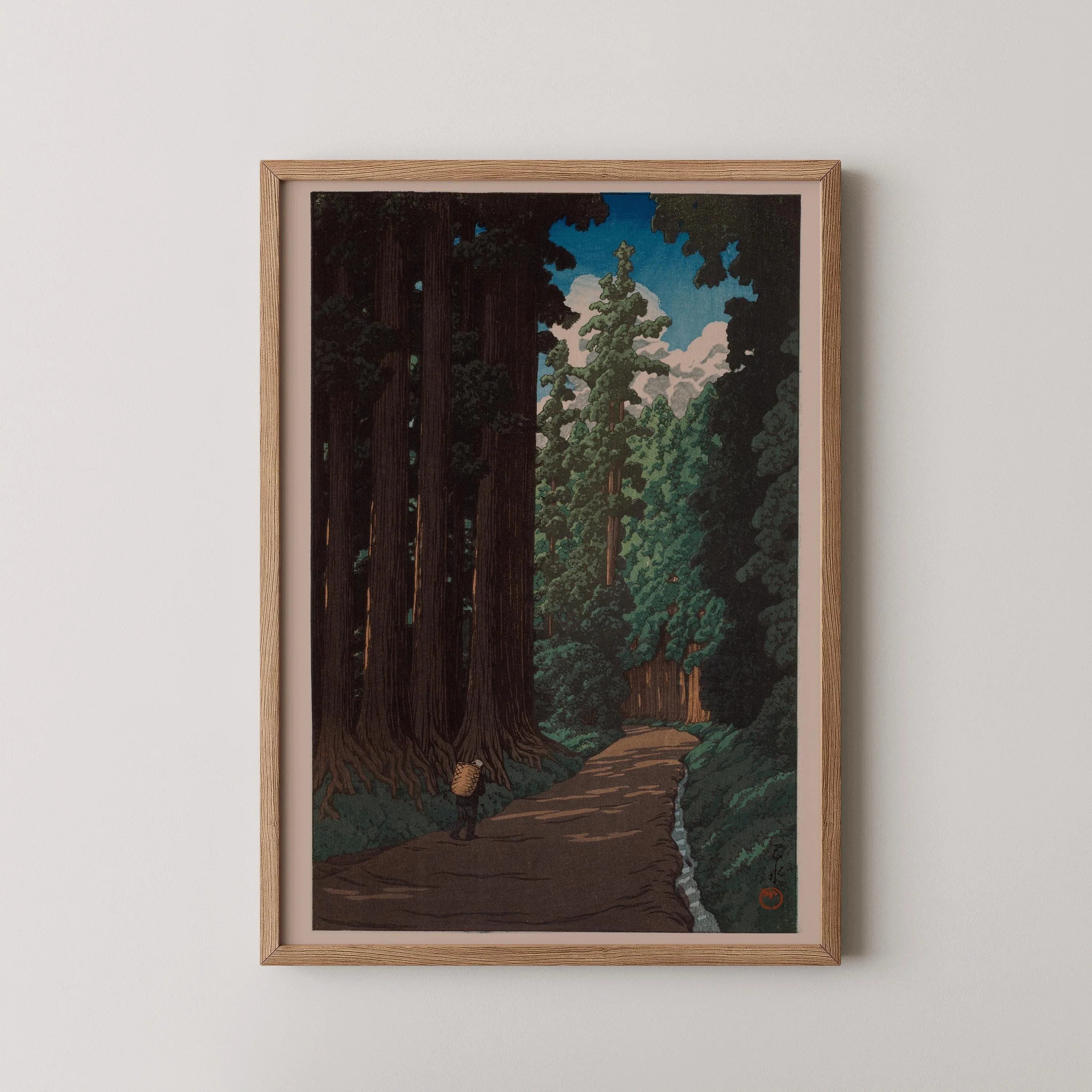 Kawase Hasui - Road to Nikko | PRINT | Tranquil Japanese Woodblock Art | Intense Green Forest & Cryptomeria available framed - 9ArtPrints