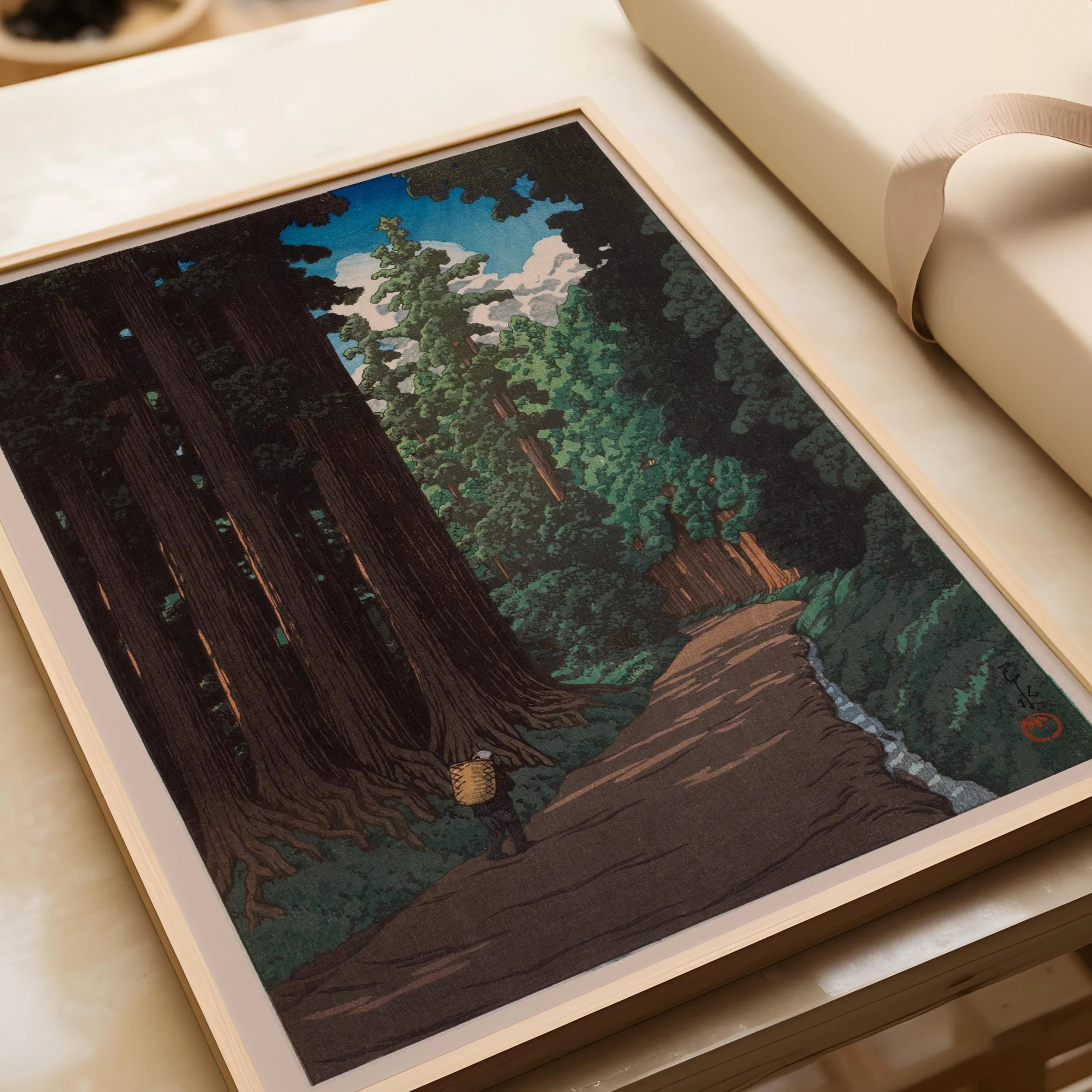 Kawase Hasui - Road to Nikko | PRINT | Tranquil Japanese Woodblock Art | Intense Green Forest & Cryptomeria available framed - 9ArtPrints