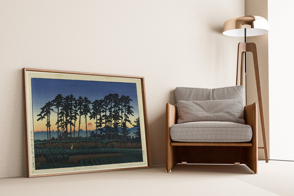 Kawase Hasui — Setting Sun at Ichinokura, Ikegami | Japanese Woodblock Print (Shin Hanga) - 9ArtPrints