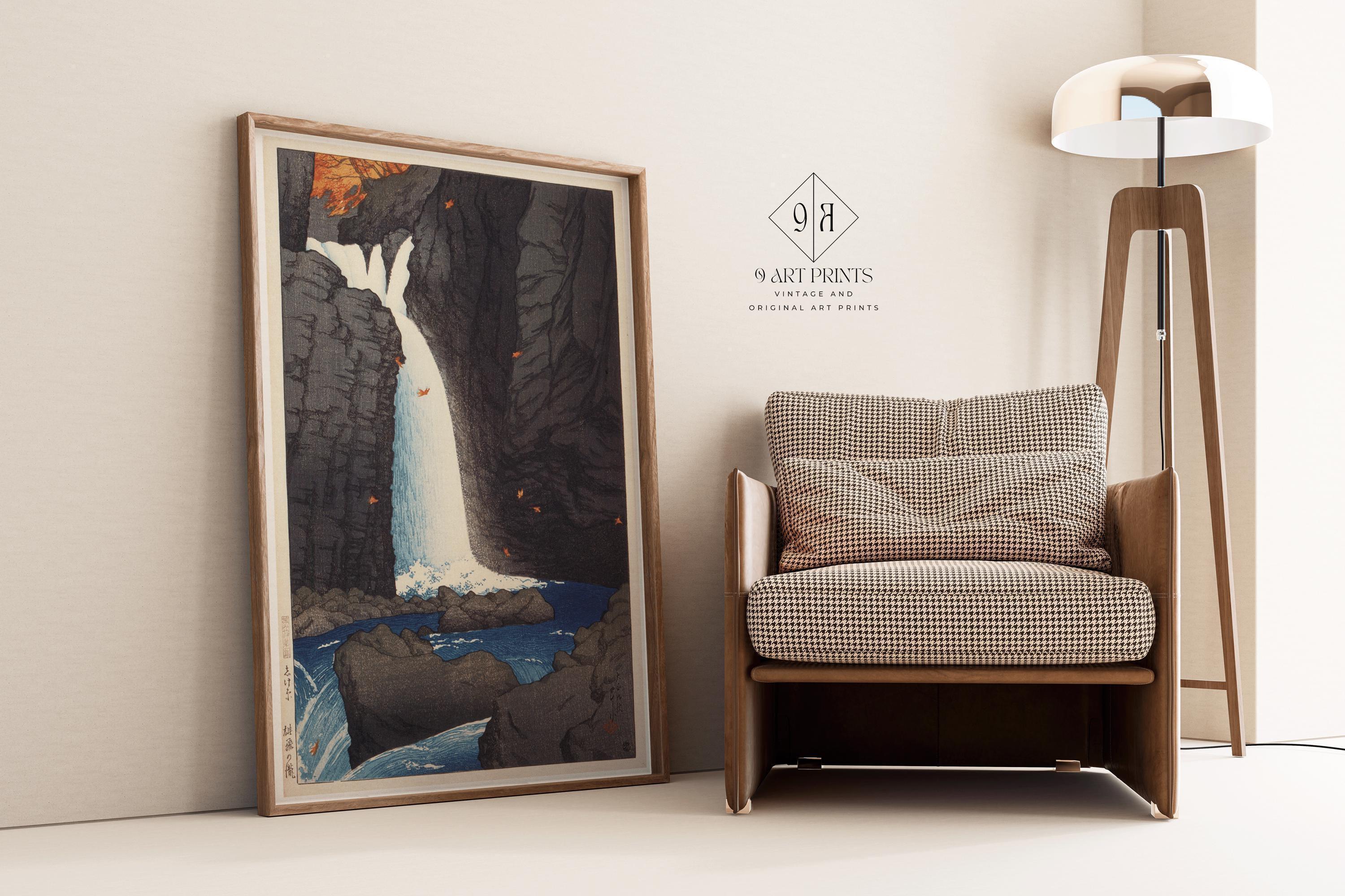 Kawase Hasui - Shihohara Falls | PRINT | Tranquil Water with Autumn Foliage Vintage Japanese Woodcut Art available handframed - 9ArtPrints