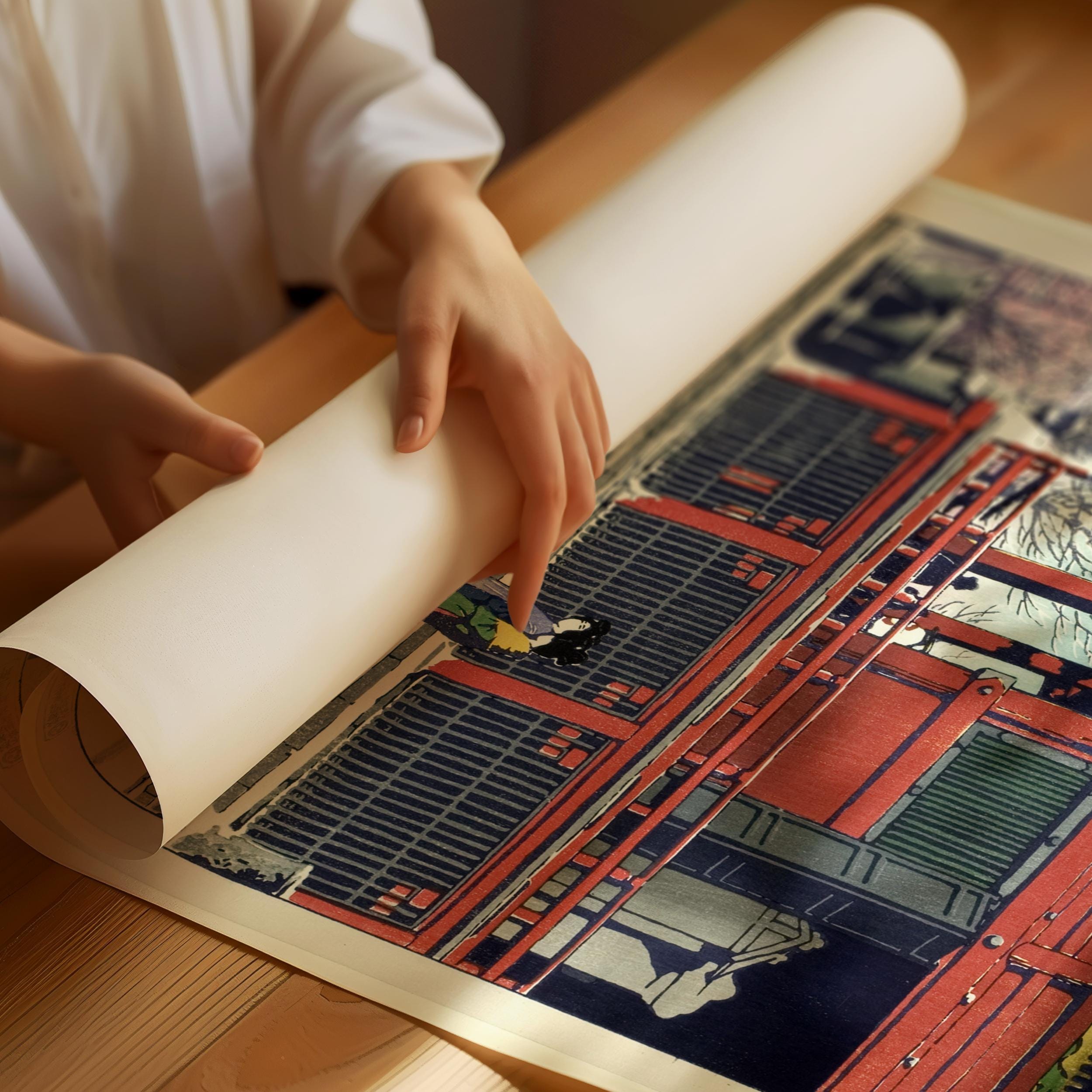 Kawase Hasui - Snow at Asakusa Temple: Vintage Japanese Woodblock Print - 9ArtPrints