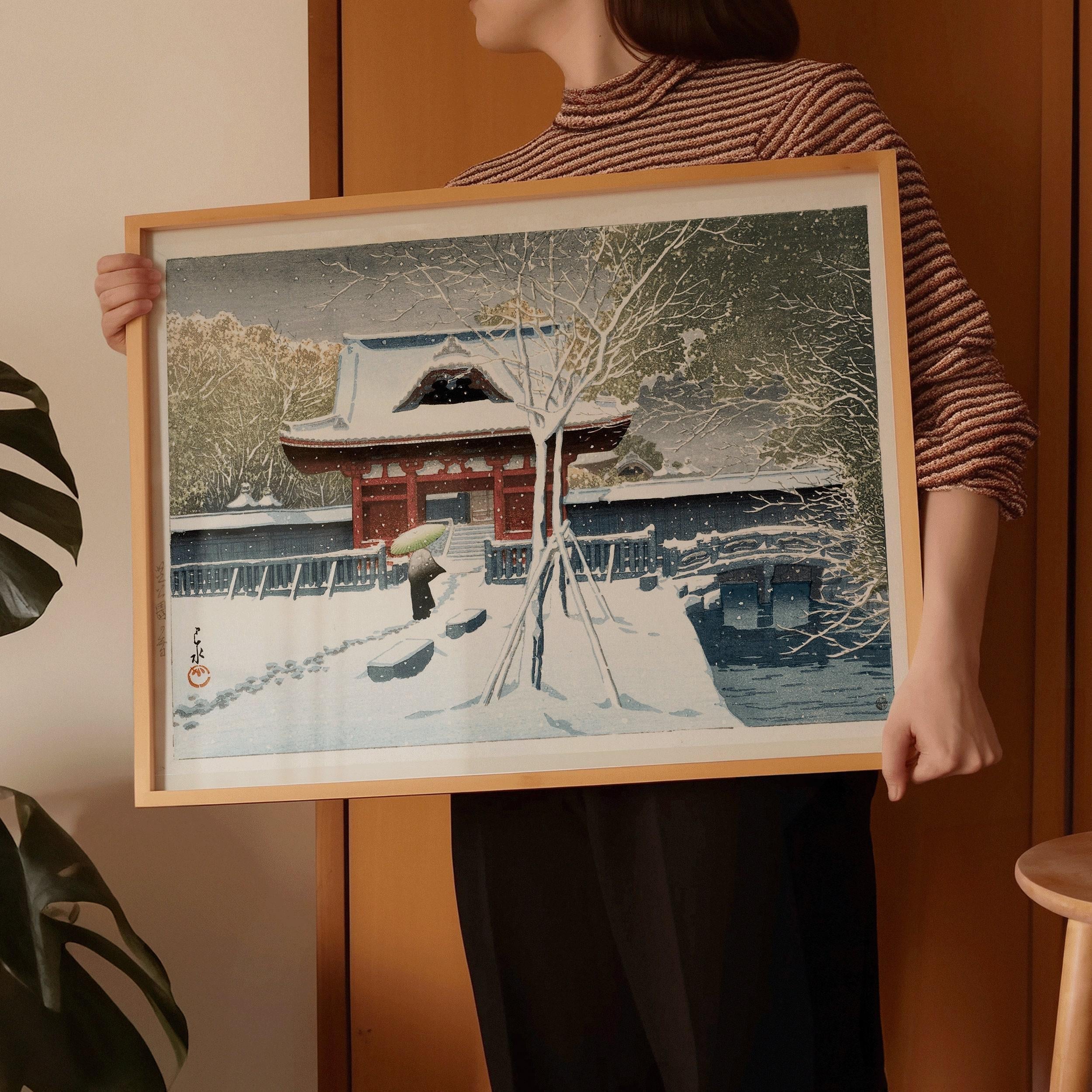 Kawase Hasui - Snow at Shiba Park: Japanese Woodblock Art Print - 9ArtPrints