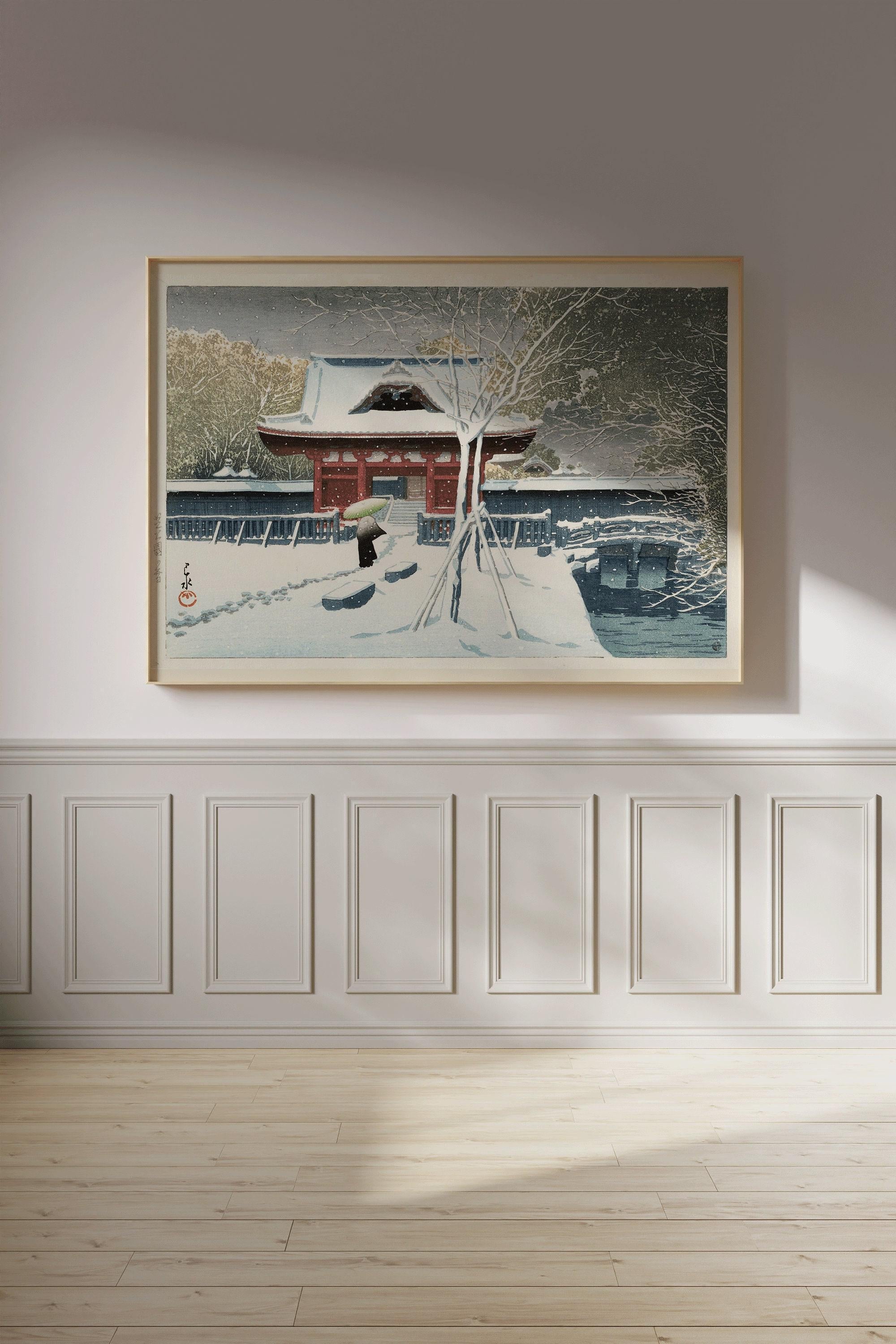 Kawase Hasui - Snow at Shiba Park: Japanese Woodblock Art Print - 9ArtPrints