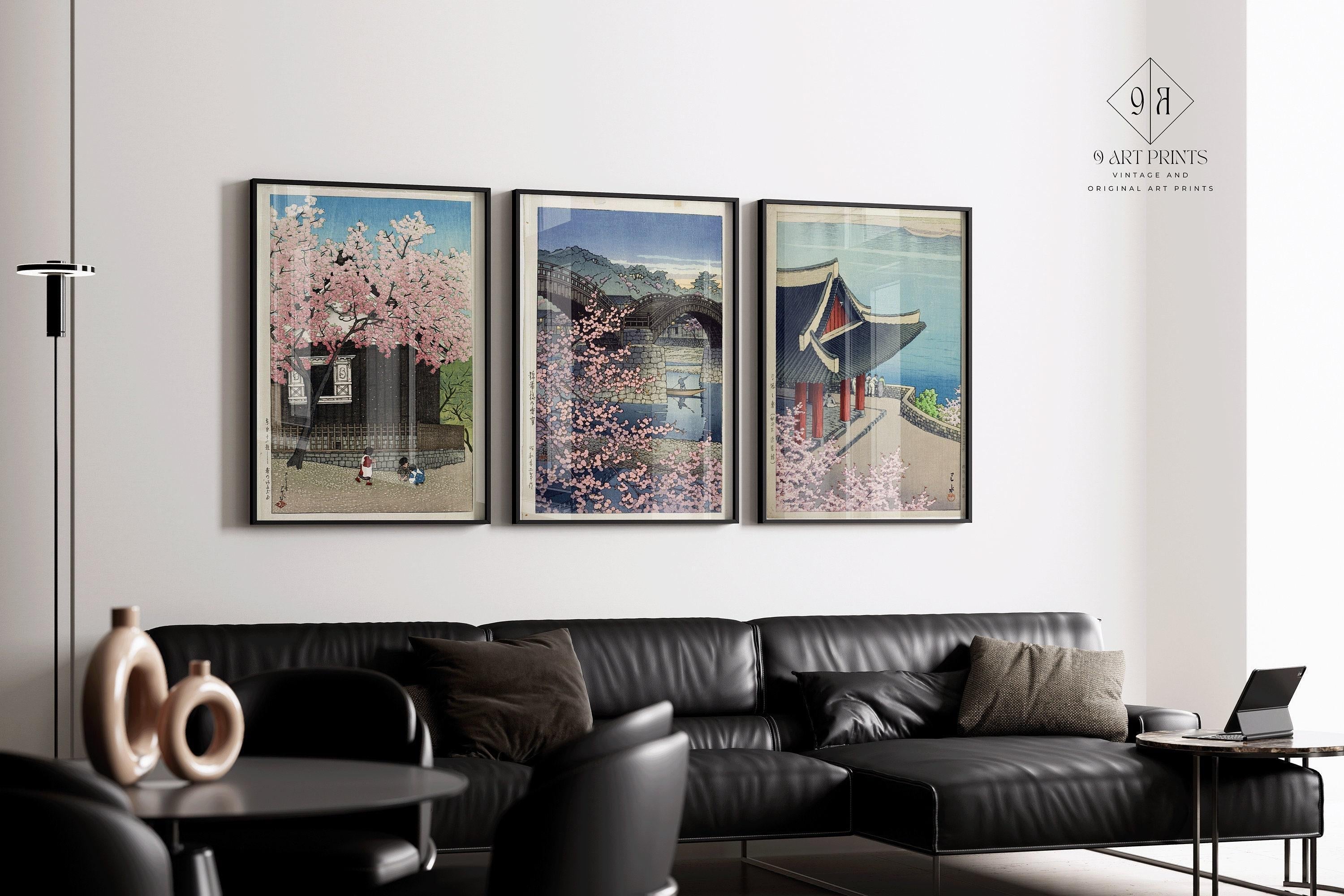 Kawase Hasui Spring Art Print Trio: Kintai Bridge & Mount Atago (Framed Option) - 9ArtPrints