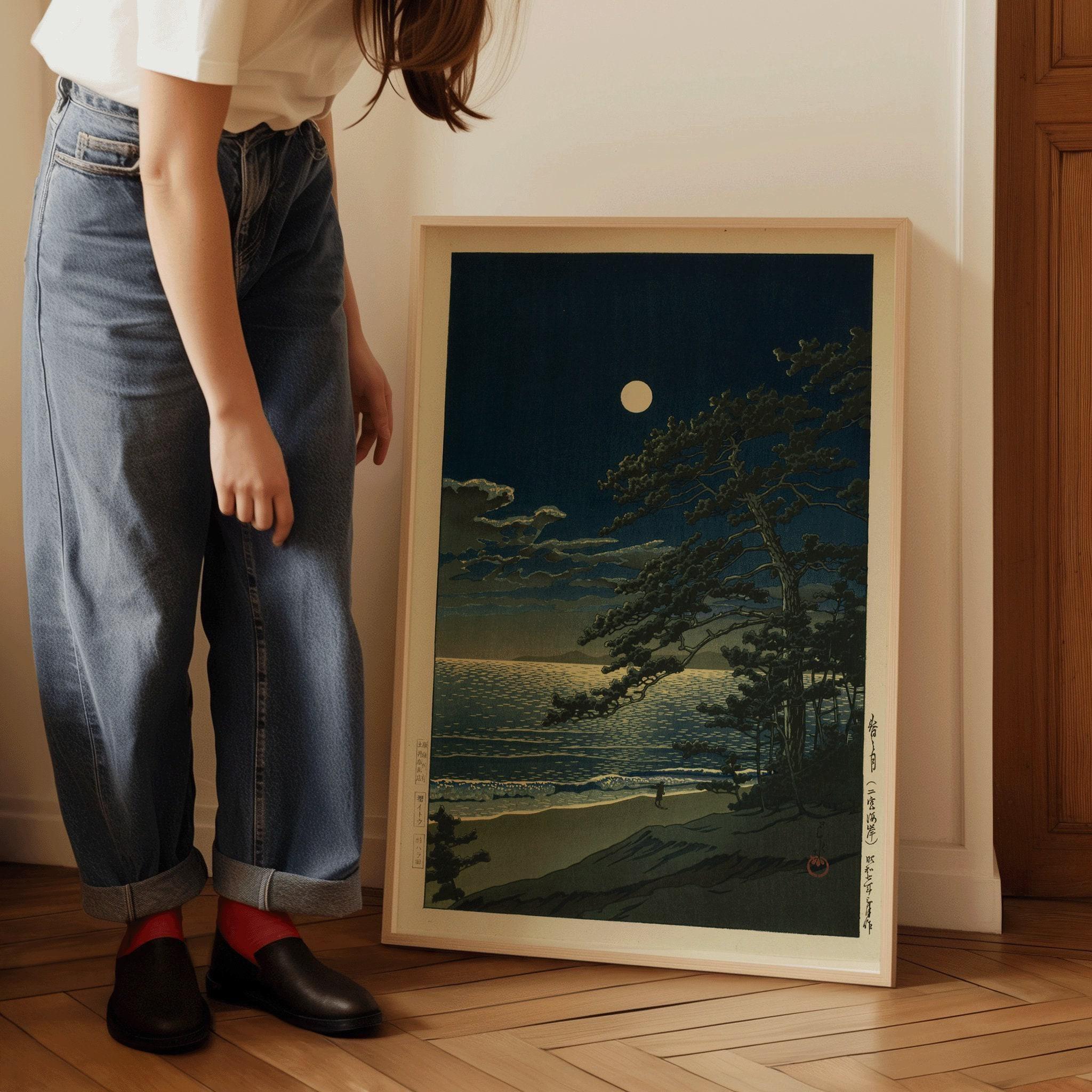 Kawase Hasui - Spring Moon at Ninomiya Bridge | PRINT | Vintage Japanese Woodblock Ukiyo - e Art